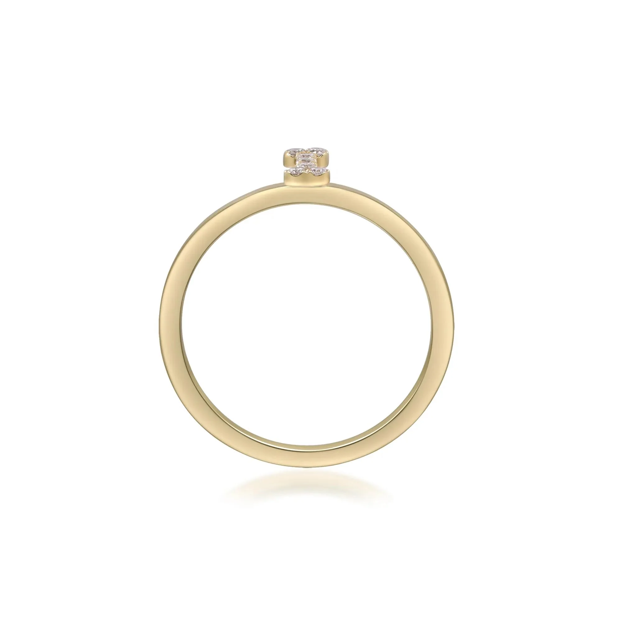 Diamond Accent "i" Initial Ring 10K Yellow Gold Round Brilliant Cut Size 9 2mm - Image 2