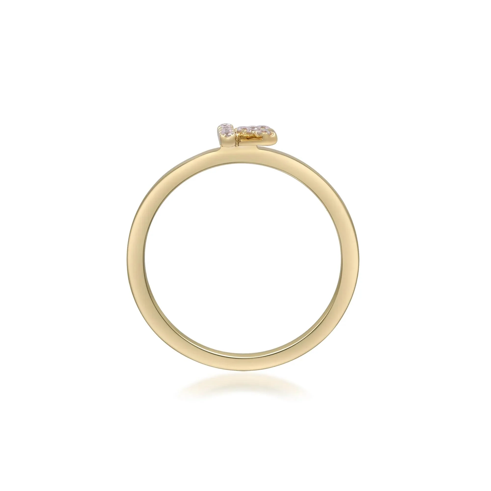Diamond Accent "k" Initial Ring 10K Yellow Gold Round Brilliant Cut Size 5 2mm - Image 2