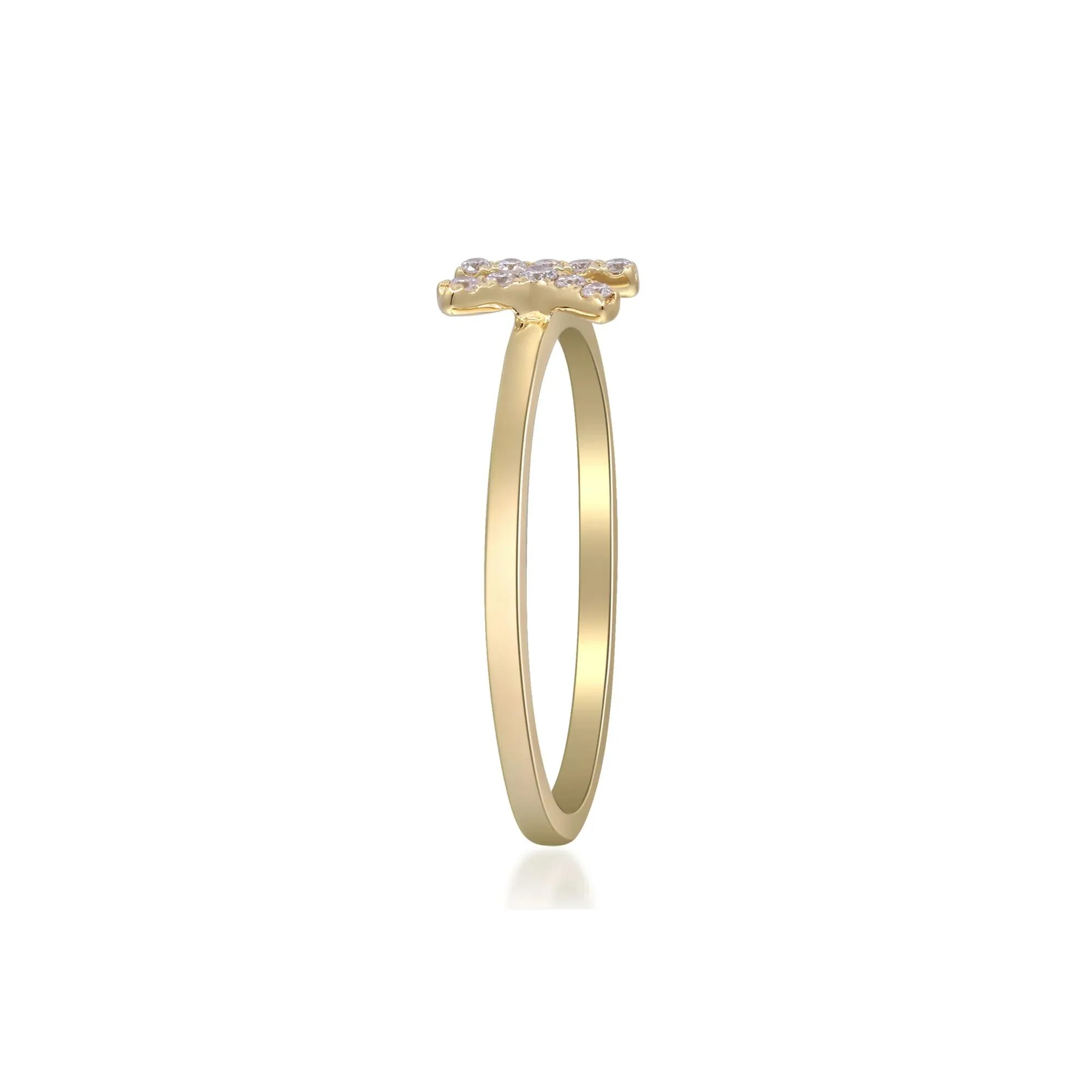 Diamond Accent "k" Initial Ring 10K Yellow Gold Round Brilliant Cut Size 7 2mm - Image 3