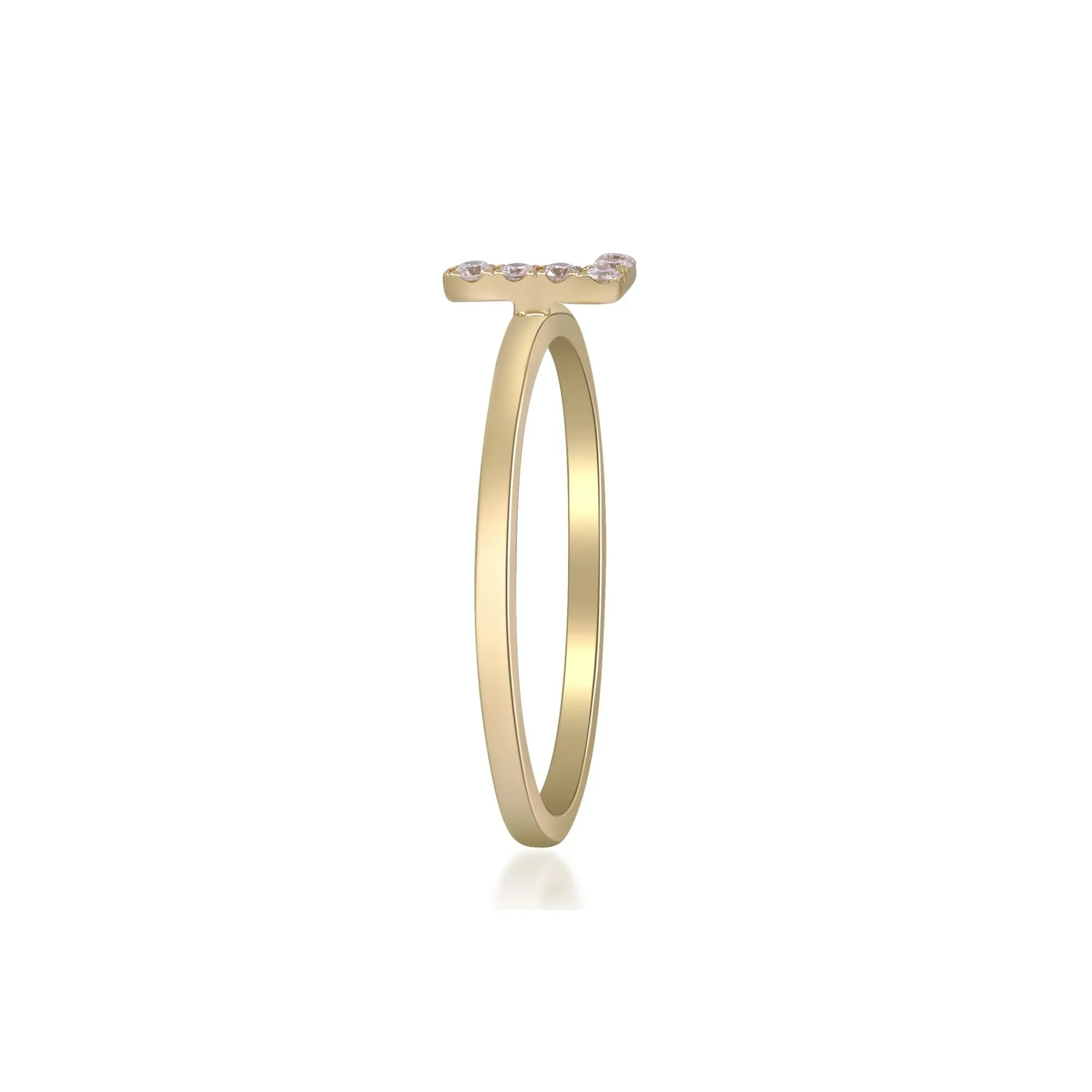 Diamond Accent "l" Initial Ring 10K Yellow Gold Round Brilliant Cut Size 7 2mm - Image 3
