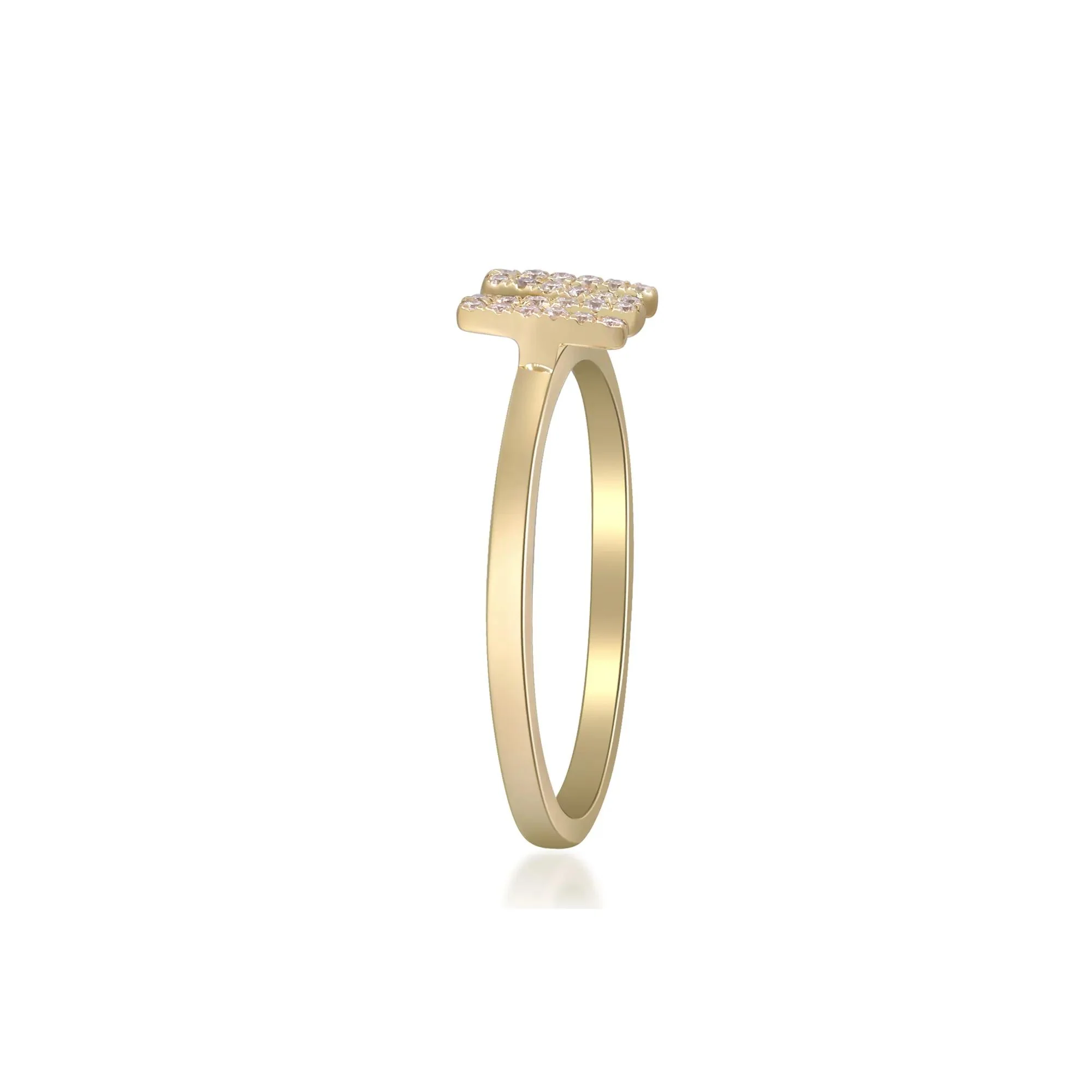 Diamond Accent "m" Initial Ring 10K Yellow Gold Round Brilliant Cut Size 9 2mm - Image 3