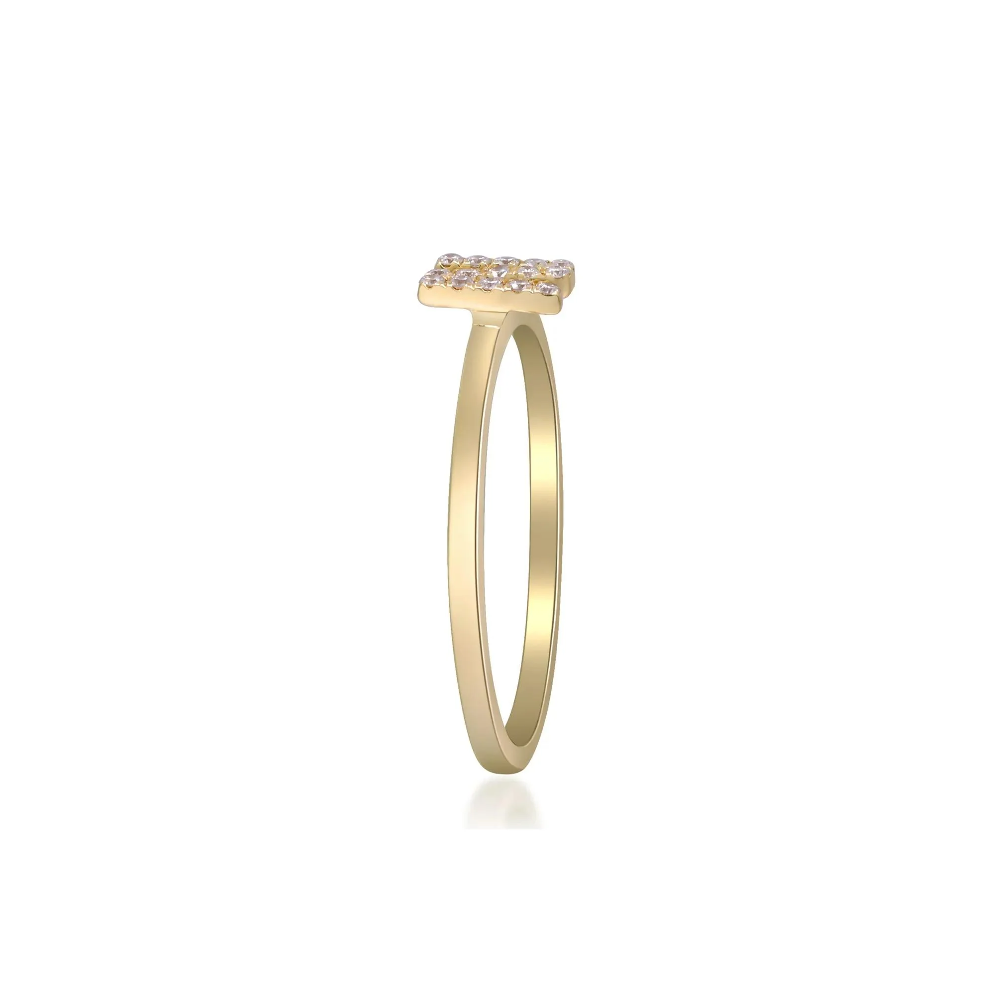 Diamond Accent "n" Initial Ring 10K Yellow Gold Round Brilliant Cut Size 9 2mm - Image 3