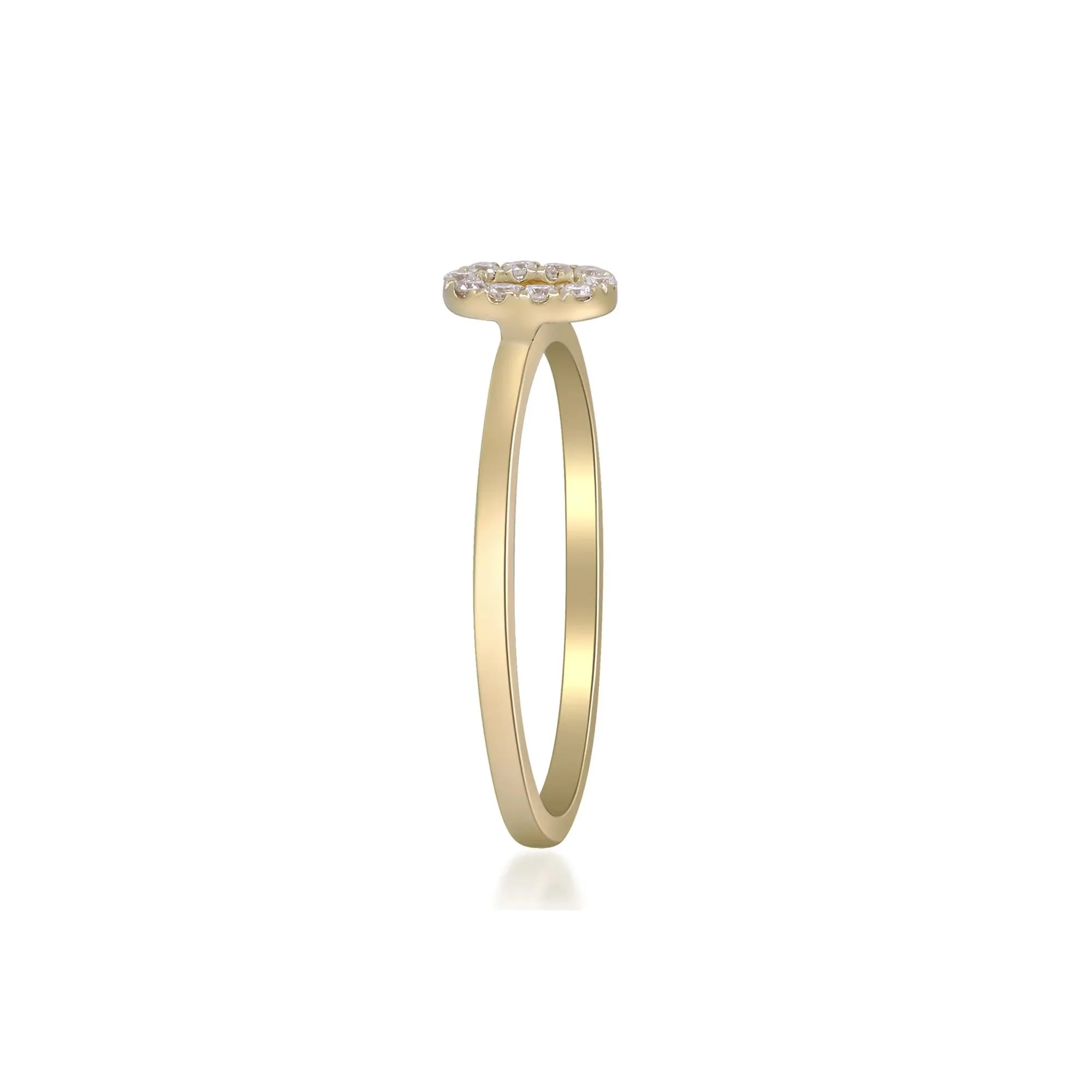 Diamond Accent "o" Initial Ring 10K Yellow Gold Round Brilliant Cut Size 6 2mm - Image 3