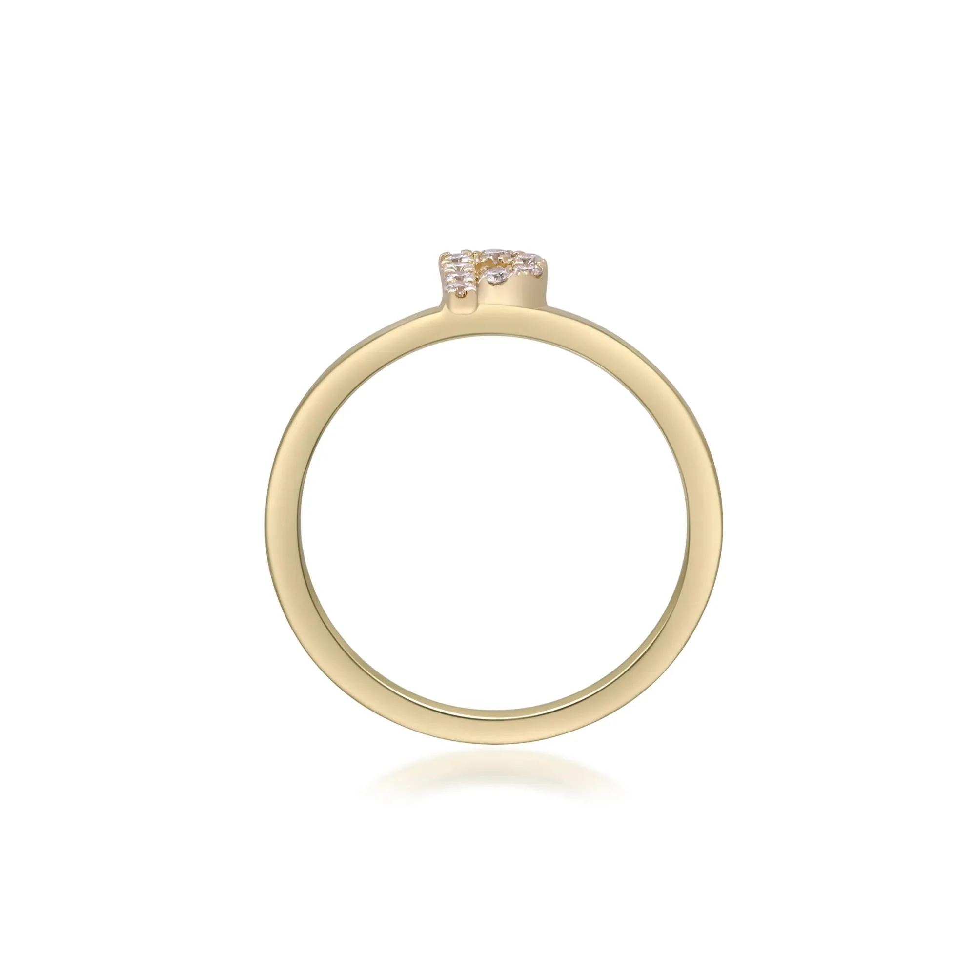 Diamond Accent "p" Initial Ring 10K Yellow Gold Round Brilliant Cut Size 9 2mm - Image 2