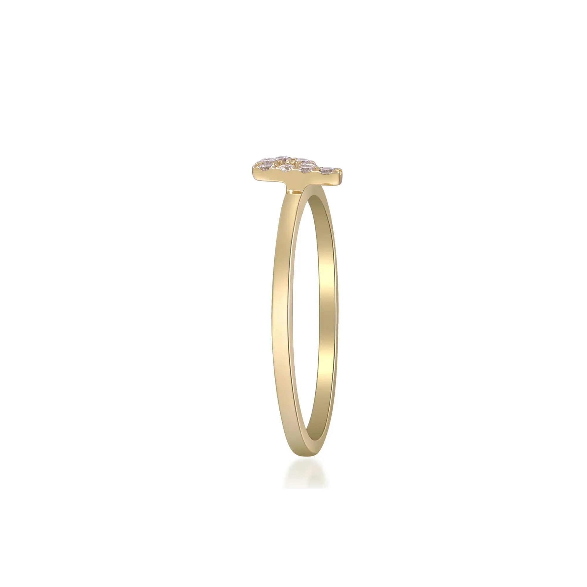 Diamond Accent "p" Initial Ring 10K Yellow Gold Round Brilliant Cut Size 9 2mm - Image 3