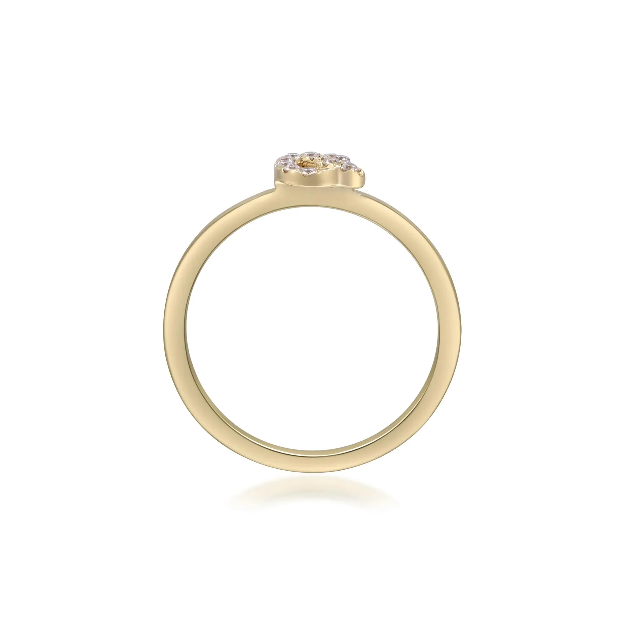 Diamond Accent "q" Initial Ring 10K Yellow Gold Round Brilliant Cut Size 8 2mm - Image 2