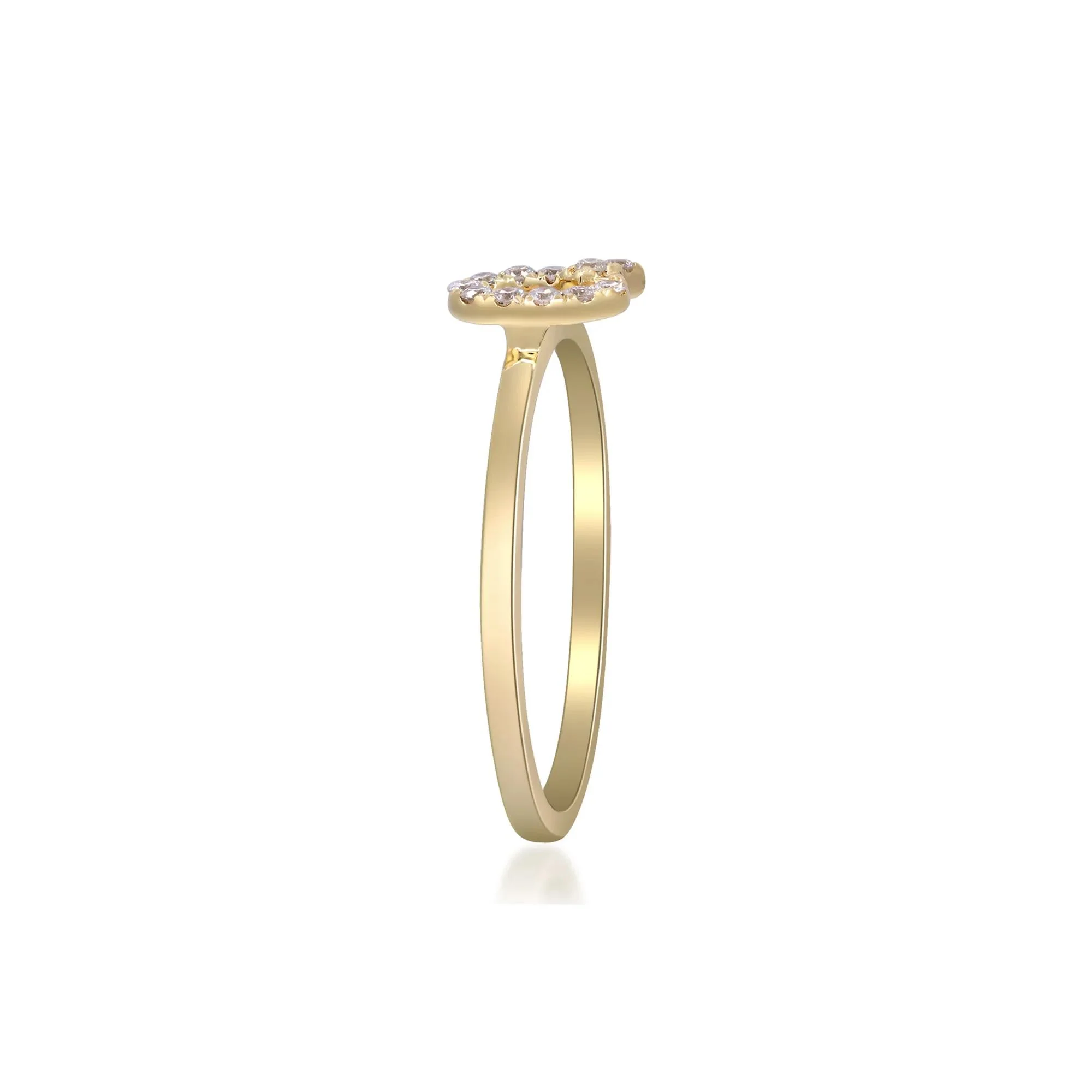 Diamond Accent "q" Initial Ring 10K Yellow Gold Round Brilliant Cut Size 8 2mm - Image 3
