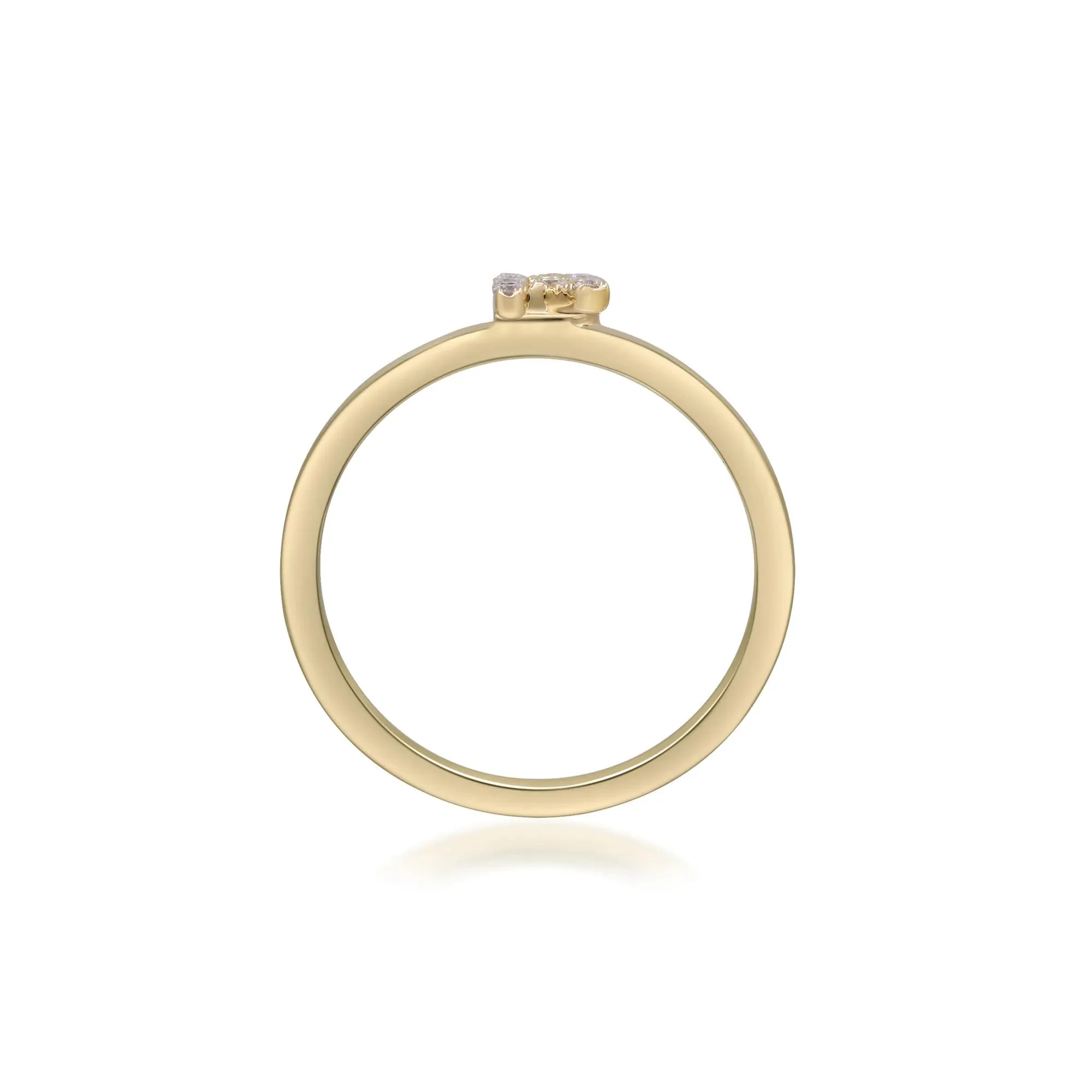 Diamond Accent "r" Initial Ring 10K Yellow Gold Round Brilliant Cut Size 7 2mm - Image 2