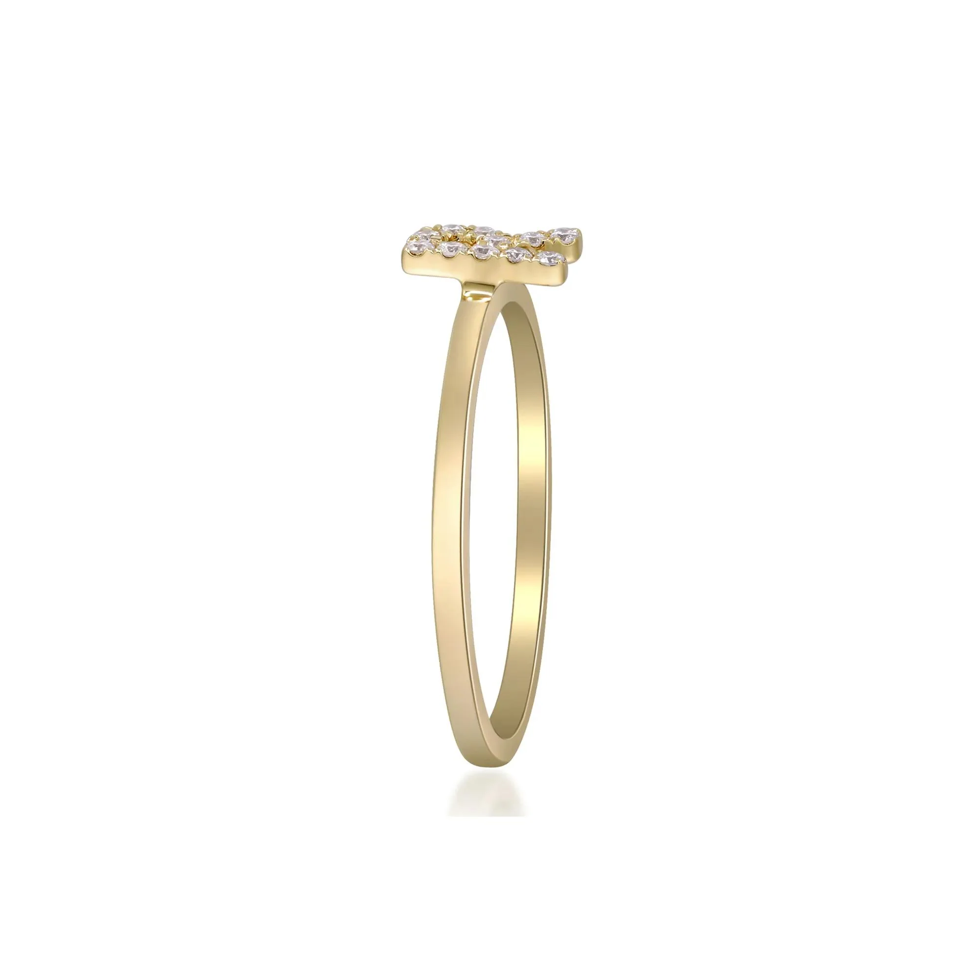 Diamond Accent "r" Initial Ring 10K Yellow Gold Round Brilliant Cut Size 8 2mm - Image 3