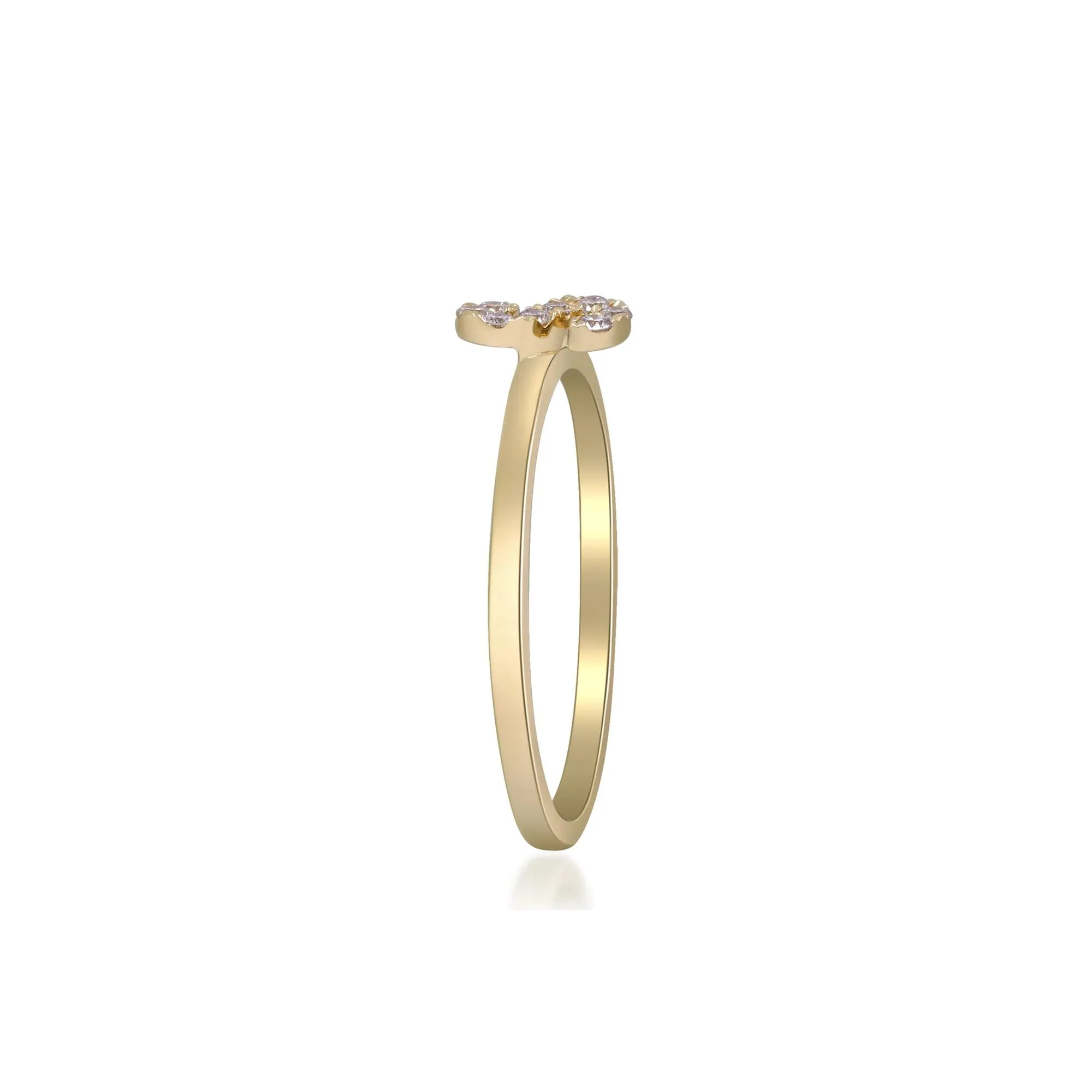 Diamond Accent "s" Initial Ring 10K Yellow Gold Round Brilliant Cut Size 8 2mm - Image 3