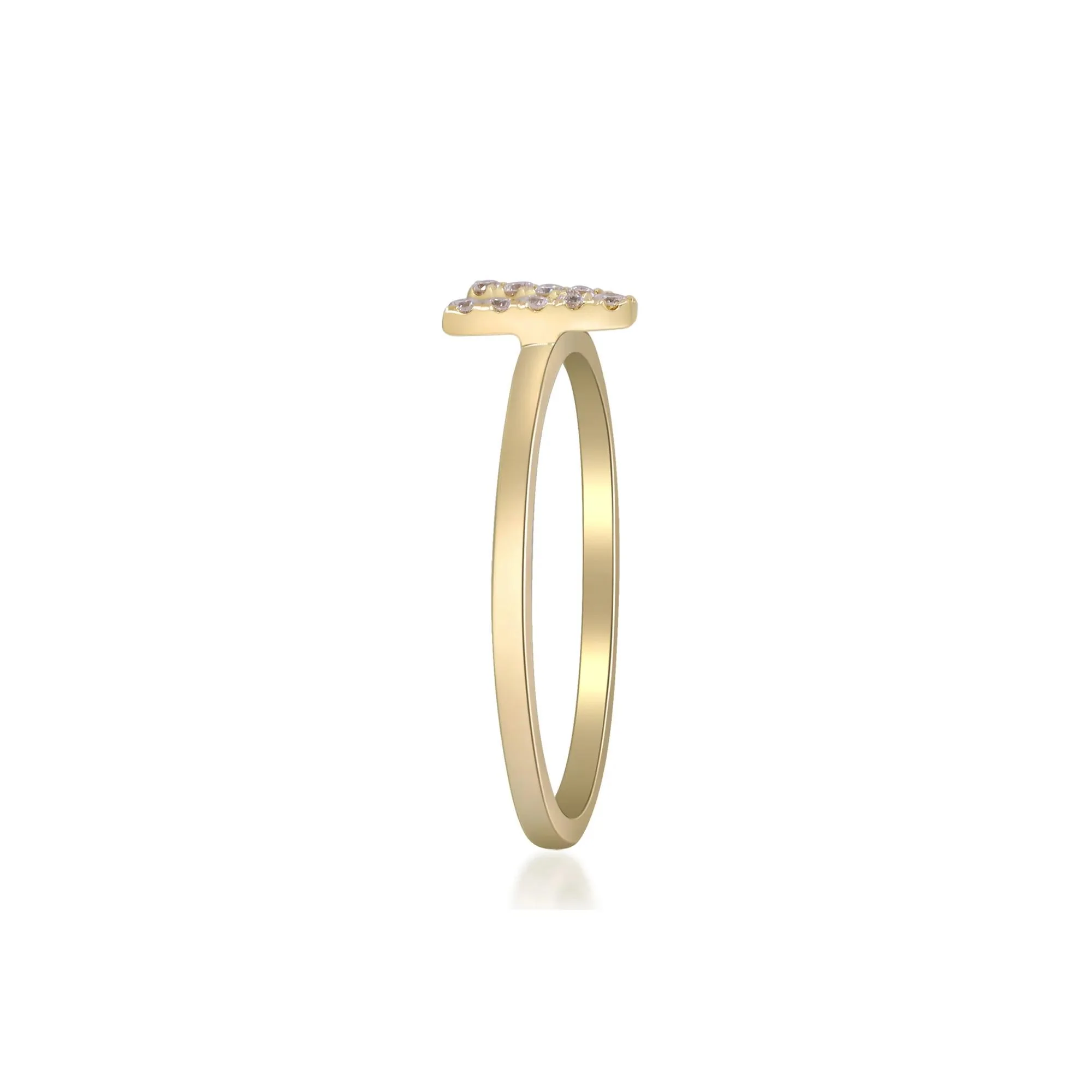 Diamond Accent "v" Initial Ring 10K Yellow Gold Round Brilliant Cut Size 7 2mm - Image 3