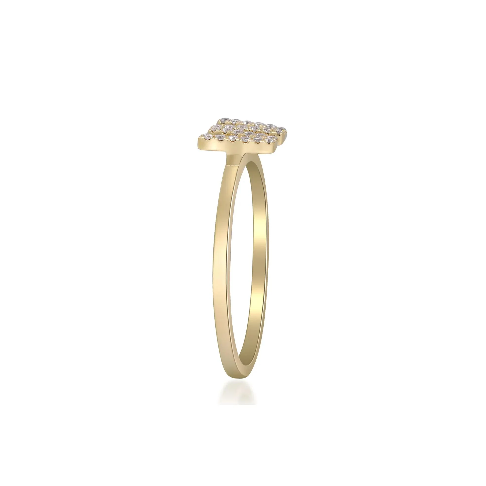 Diamond Accent "w" Initial Ring 10K Yellow Gold Round Brilliant Cut Size 6 2mm - Image 3