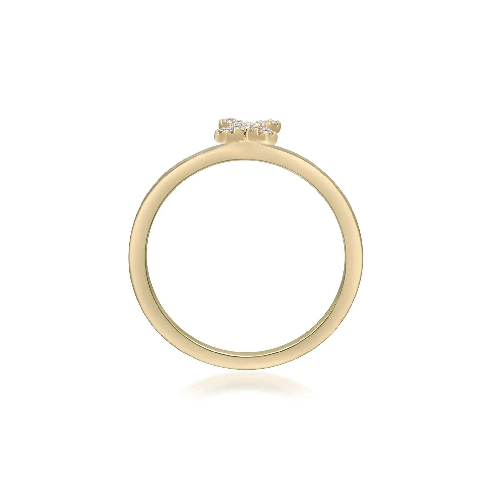 Diamond Accent "x" Initial Ring 10K Yellow Gold Round Brilliant Cut Size 6 2mm - Image 2