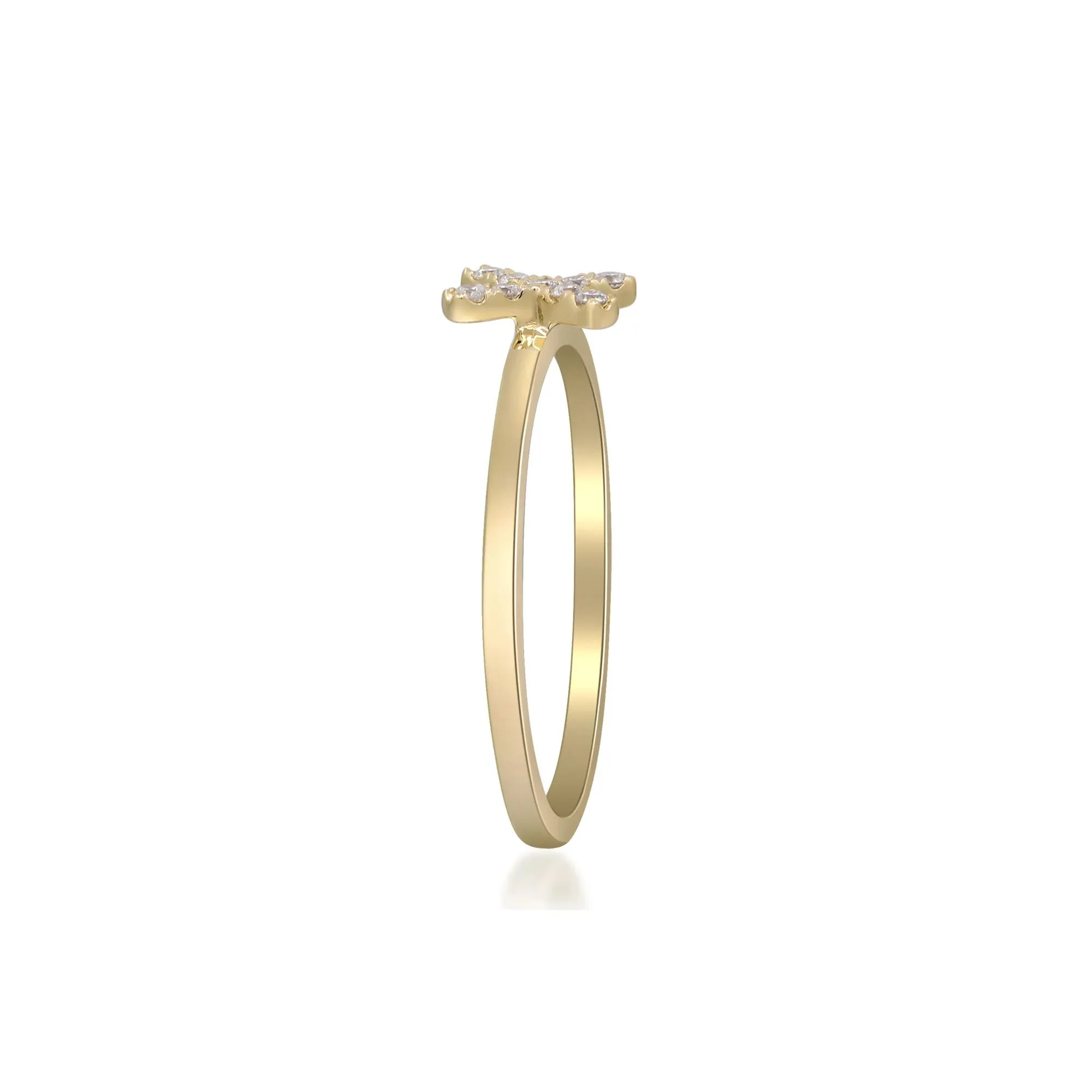 Diamond Accent "x" Initial Ring 10K Yellow Gold Round Brilliant Cut Size 9 2mm - Image 3