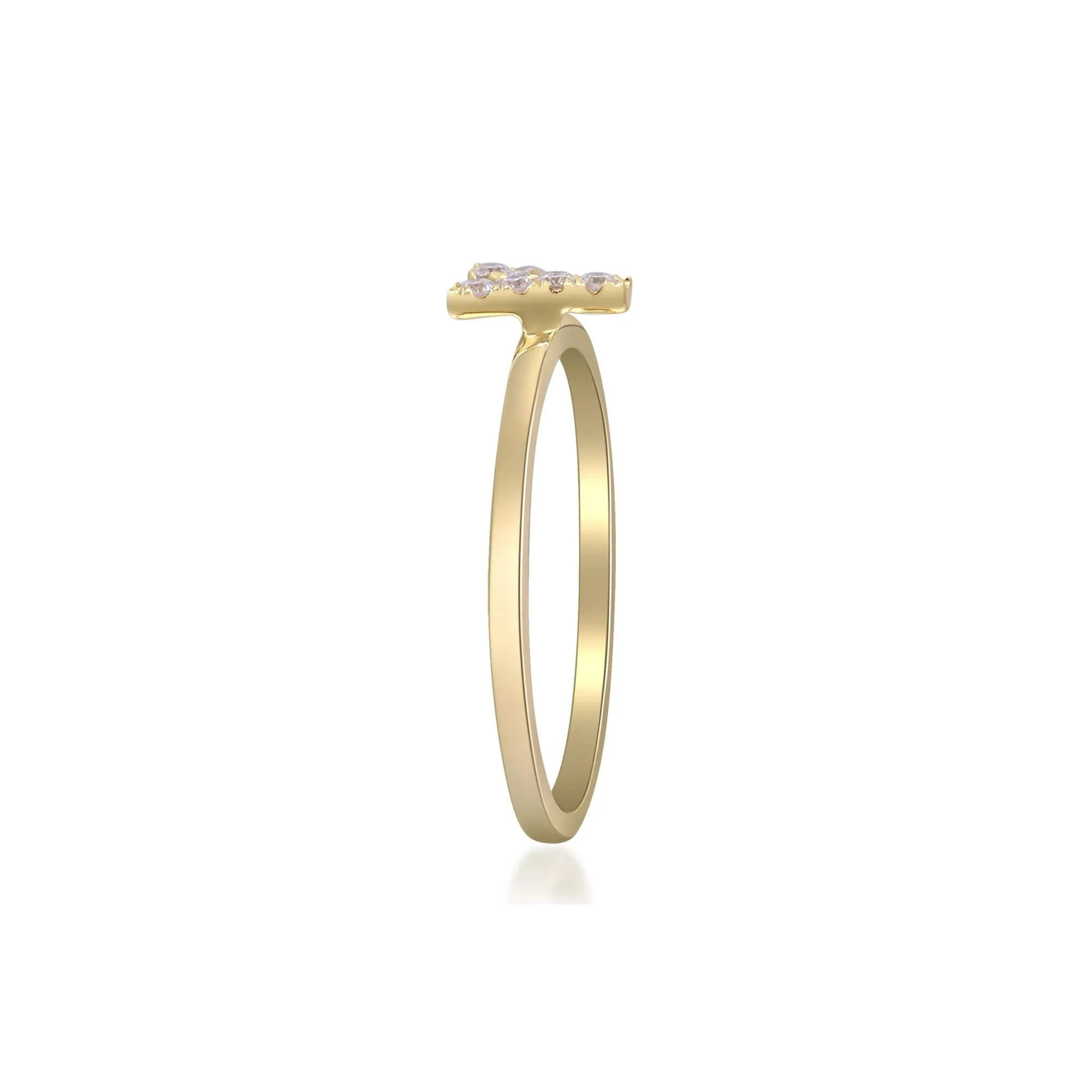 Diamond Accent "y" Initial Ring 10K Yellow Gold Round Brilliant Cut Size 5 2mm - Image 3