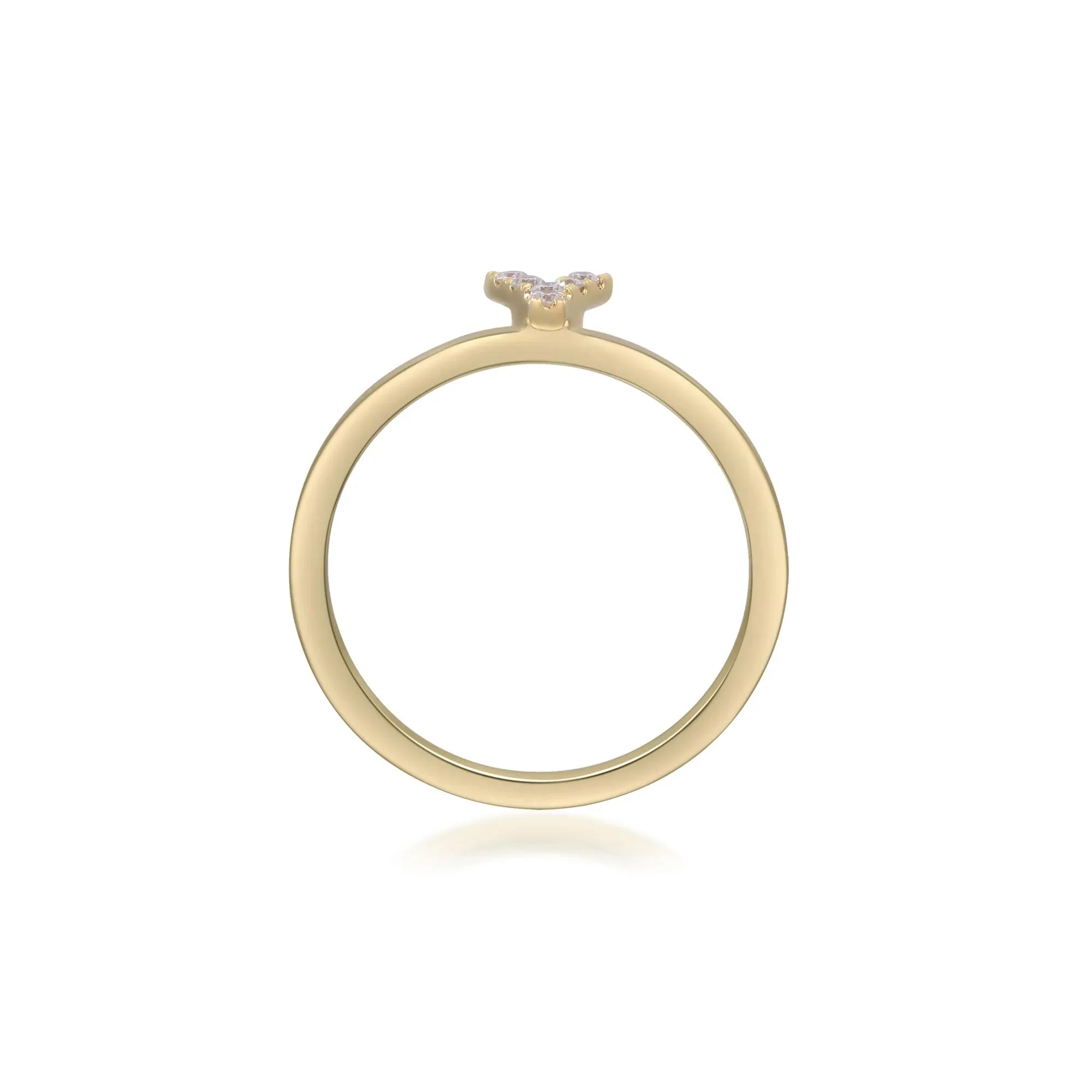 Diamond Accent "y" Initial Ring 10K Yellow Gold Round Brilliant Cut Size 9 2mm - Image 2