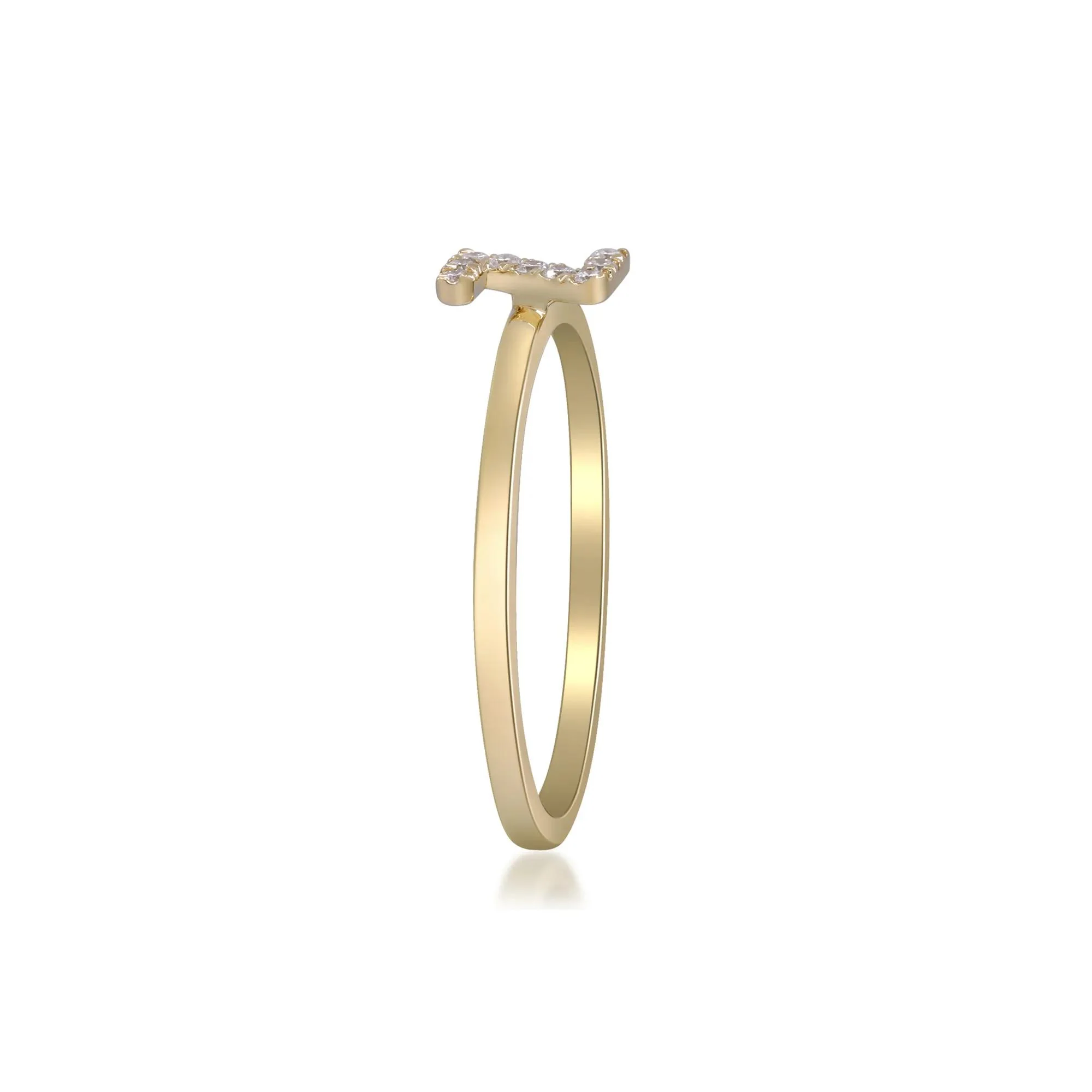 Diamond Accent "z" Initial Ring 10K Yellow Gold Round Brilliant Cut Size 5 2mm - Image 3