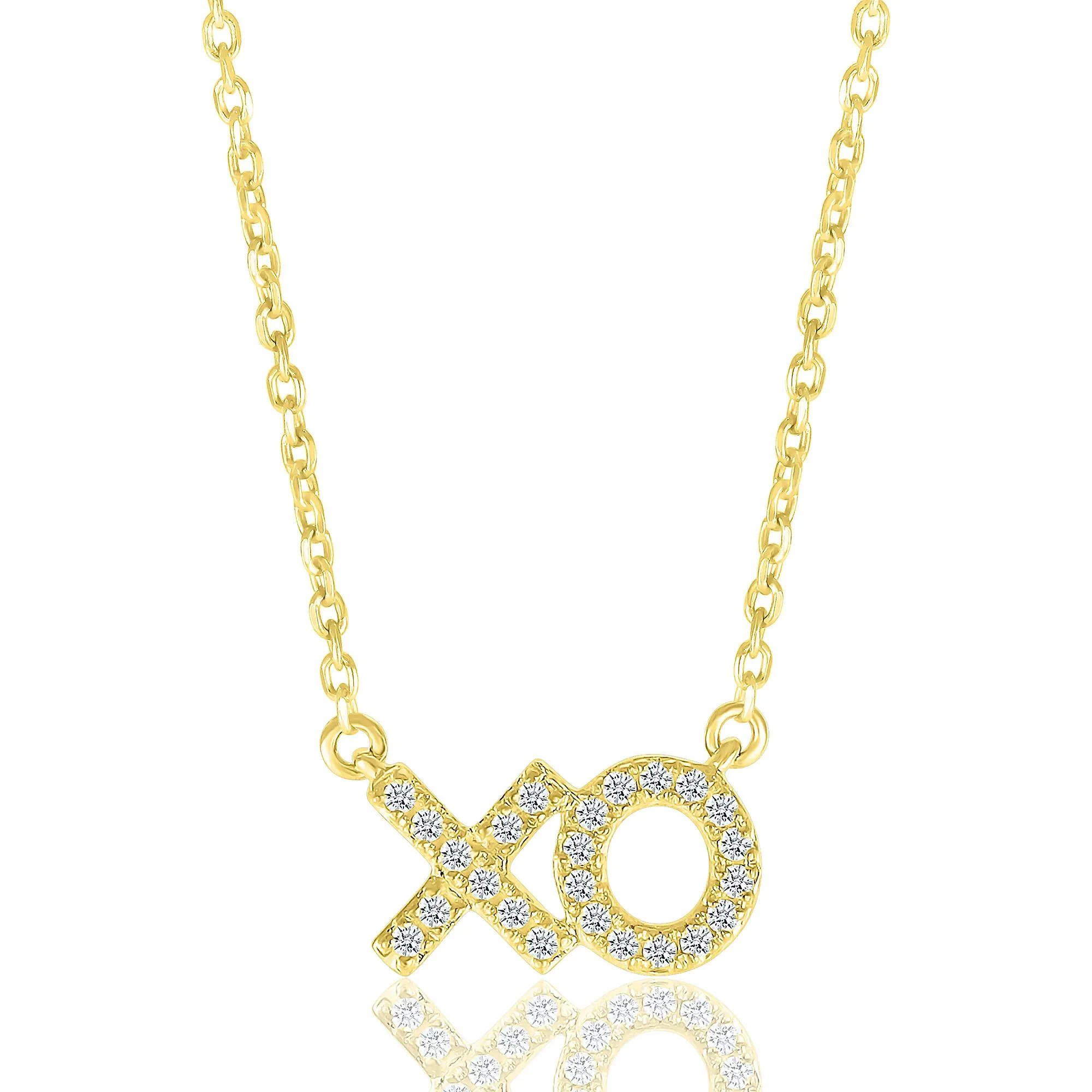 1/10 CT. Tw. Diamond Xo Frontal Necklace 10K Yellow Gold Size 17.5"