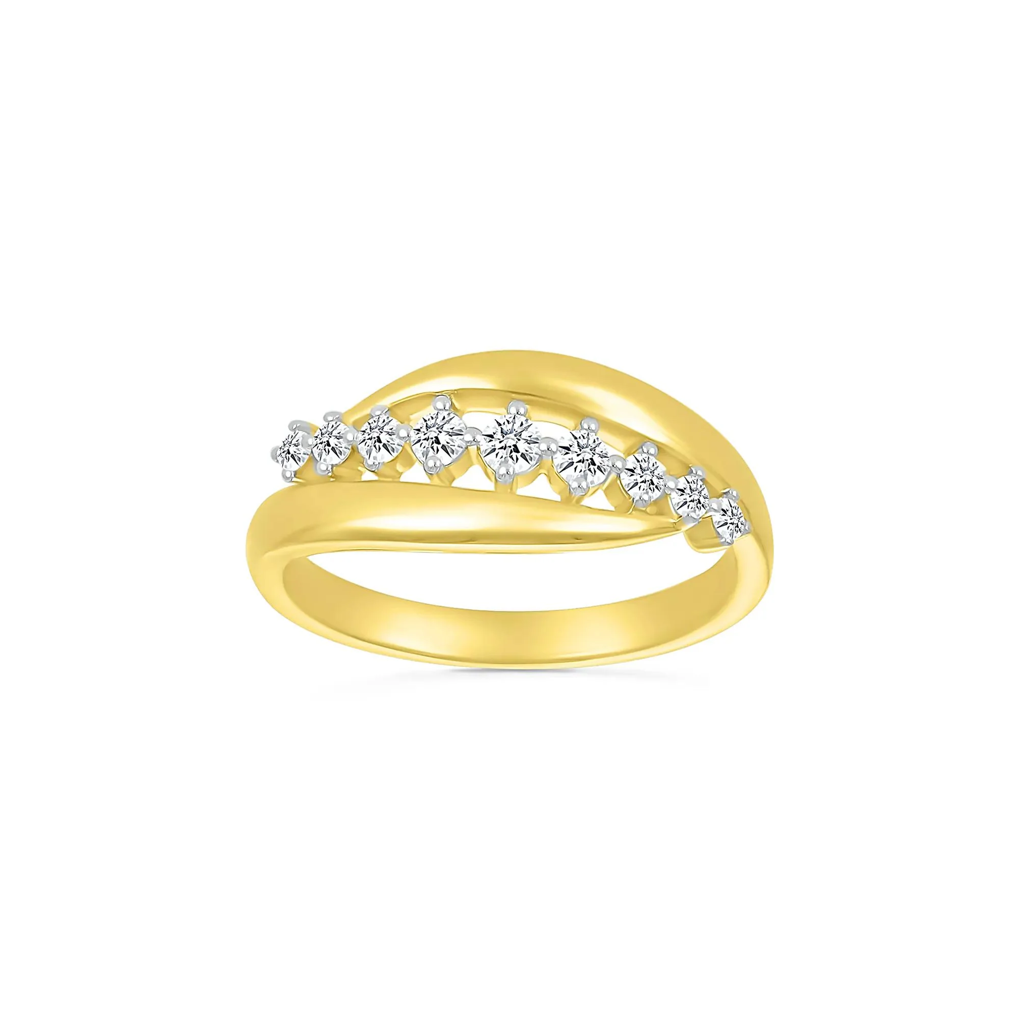 1/4 CT. Tw. Diamond Slant Ring 10K Yellow Gold Size 6