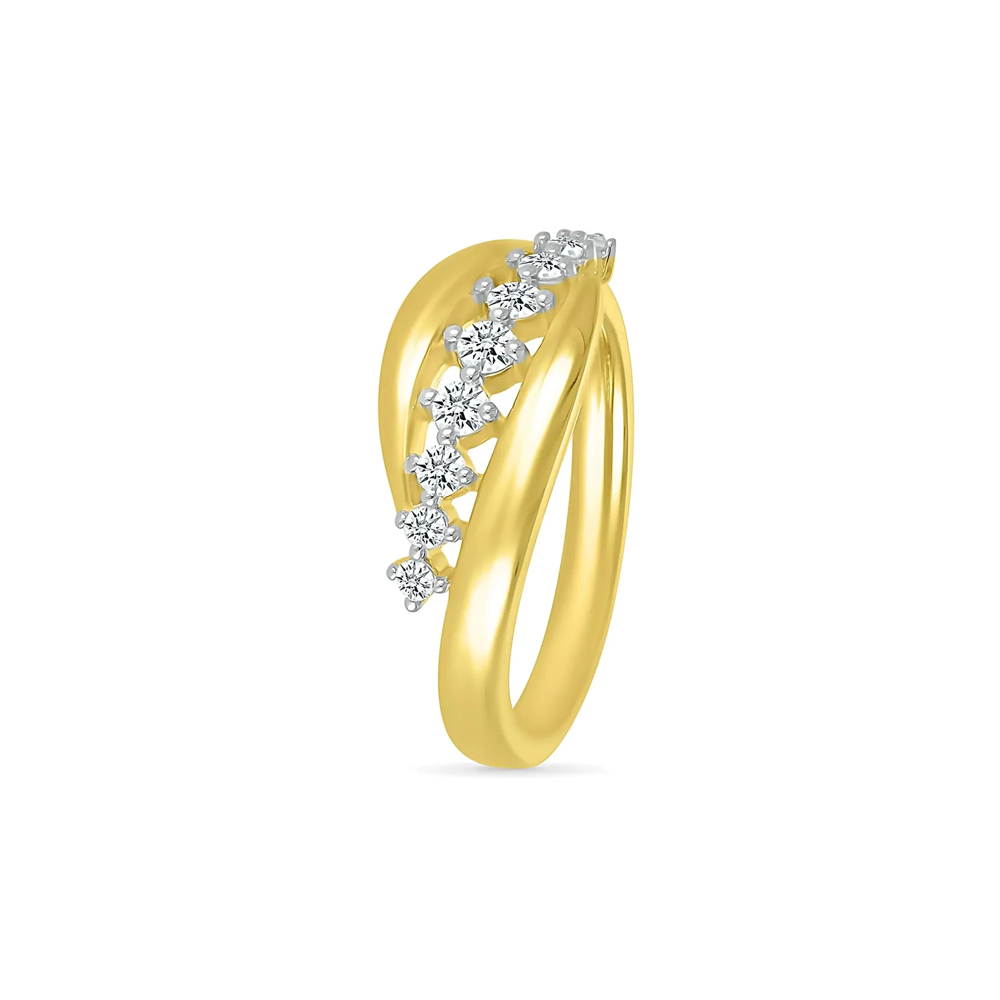 1/4 CT. Tw. Diamond Slant Ring 10K Yellow Gold Size 7.5 - Image 4