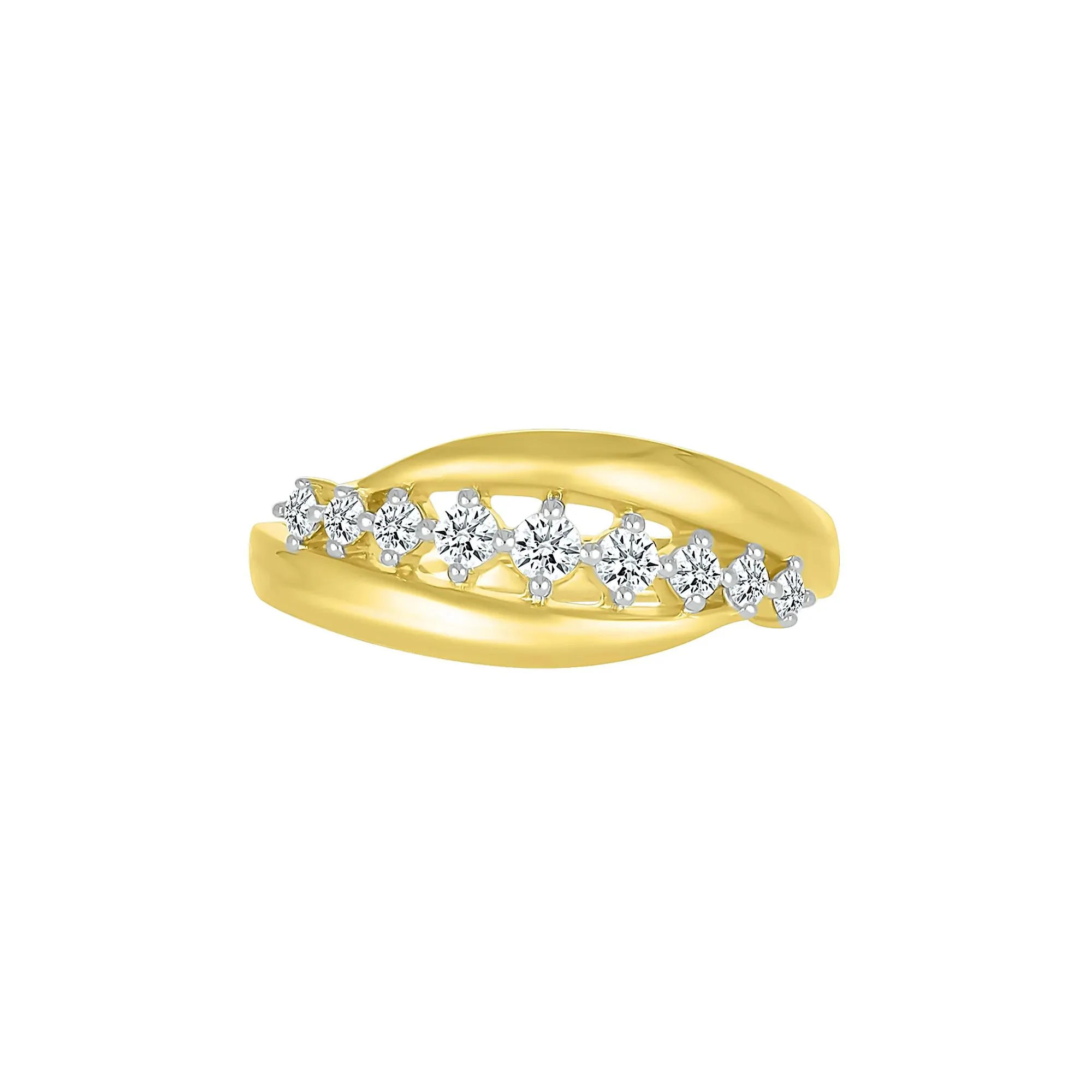 1/4 CT. Tw. Diamond Slant Ring 10K Yellow Gold Size 9 - Image 5