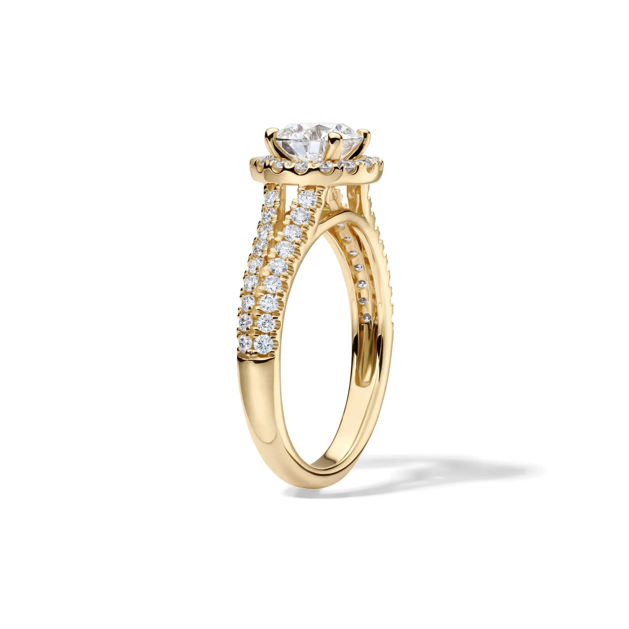 1/2 CT. Tw. Lab Grown Diamond Halo Engagement Ring 14K Yellow Gold Round Brilliant Cut Size 6.5 - Image 3