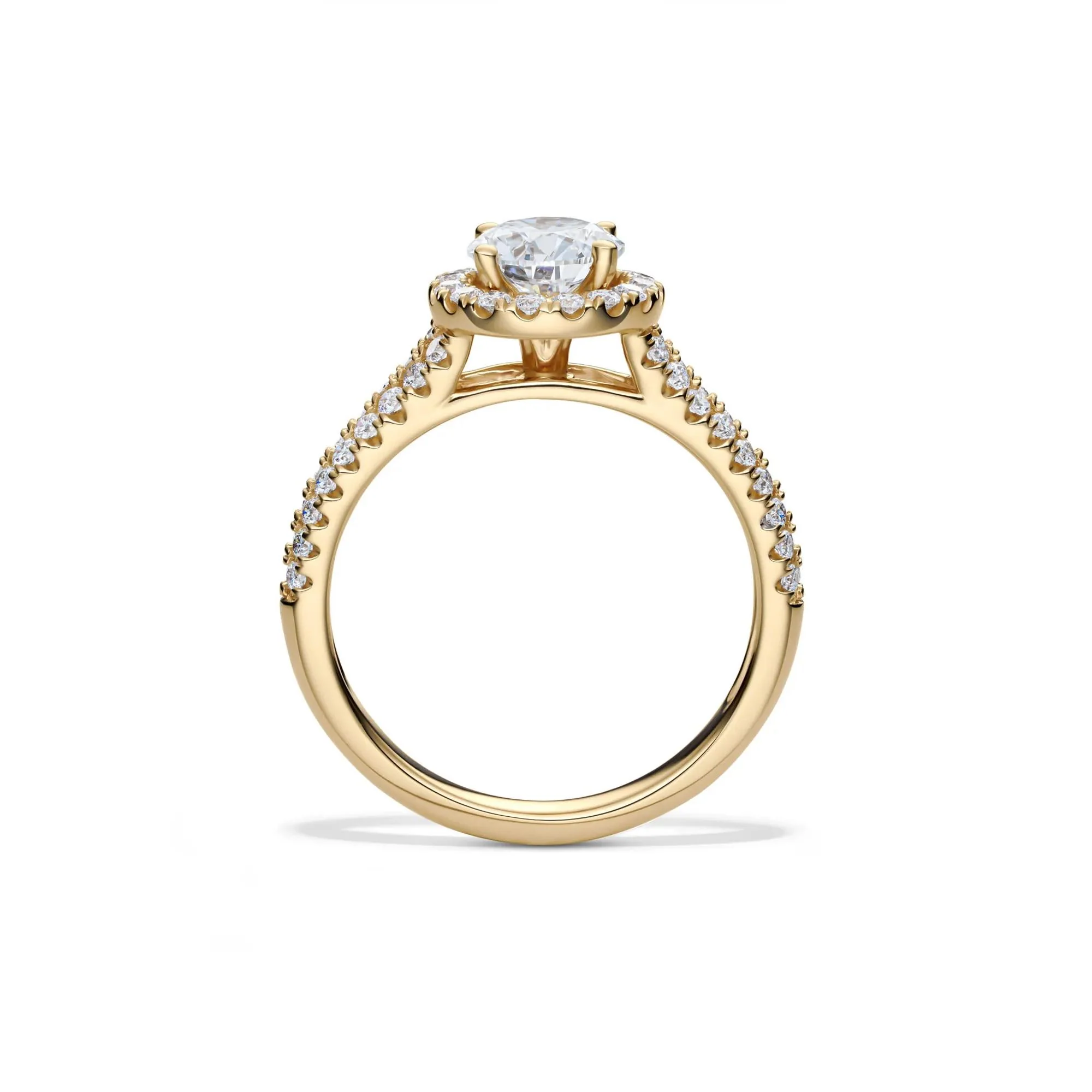 1/2 CT. Tw. Lab Grown Diamond Halo Engagement Ring 14K Yellow Gold Round Brilliant Cut Size 7.5 - Image 2