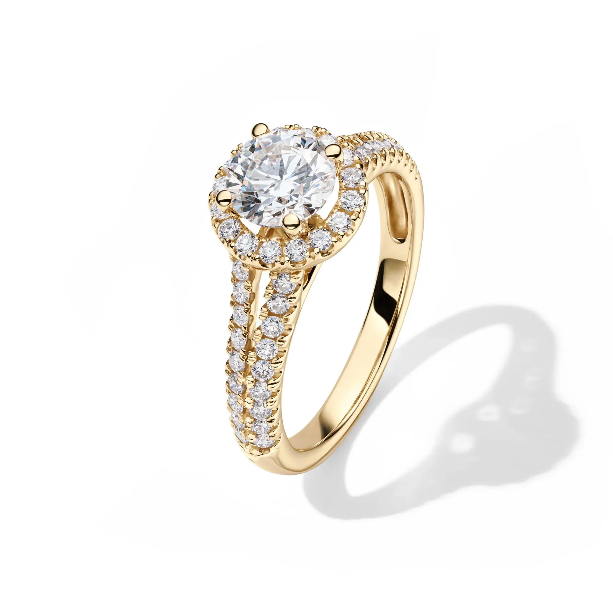 1/2 CT. Tw. Lab Grown Diamond Halo Engagement Ring 14K Yellow Gold Round Brilliant Cut Size 7.5 - Image 4