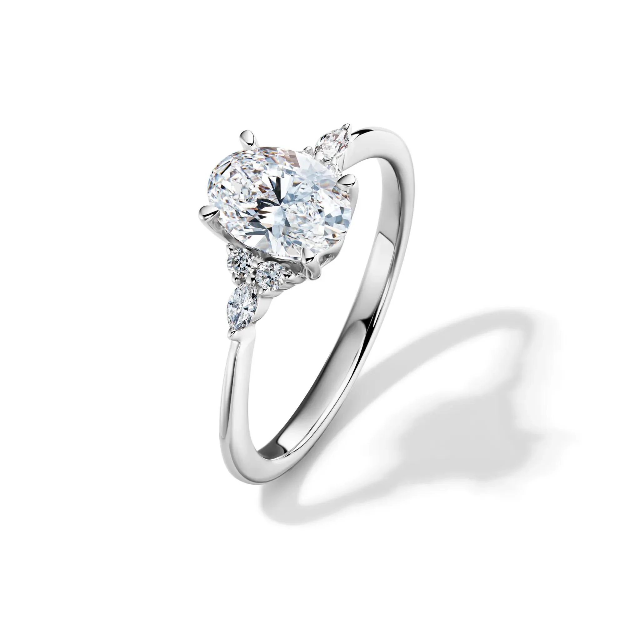 1 CT. Tw. Lab Grown Diamond Oval Engagement Ring 14K White Gold Size 6.5 1mm - Image 4