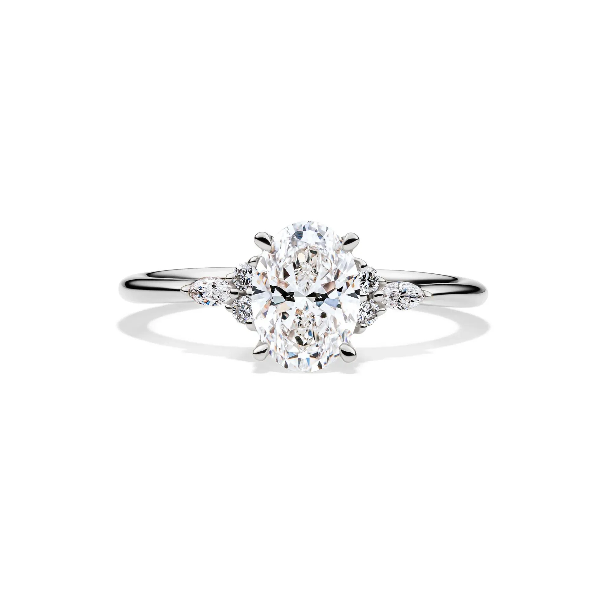 1 CT. Tw. Lab Grown Diamond Oval Engagement Ring 14K White Gold Size 9 1mm