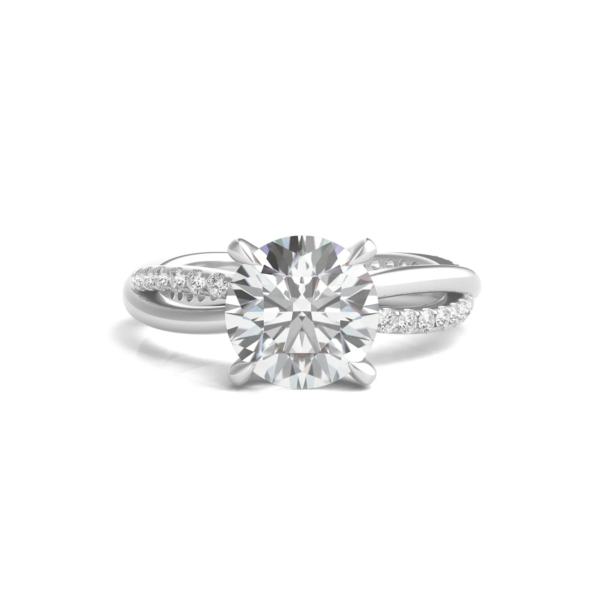 2 1/3 CT. Tw. Lab Grown Diamond Engagement Ring 14K White Gold Round Brilliant Cut Size 4