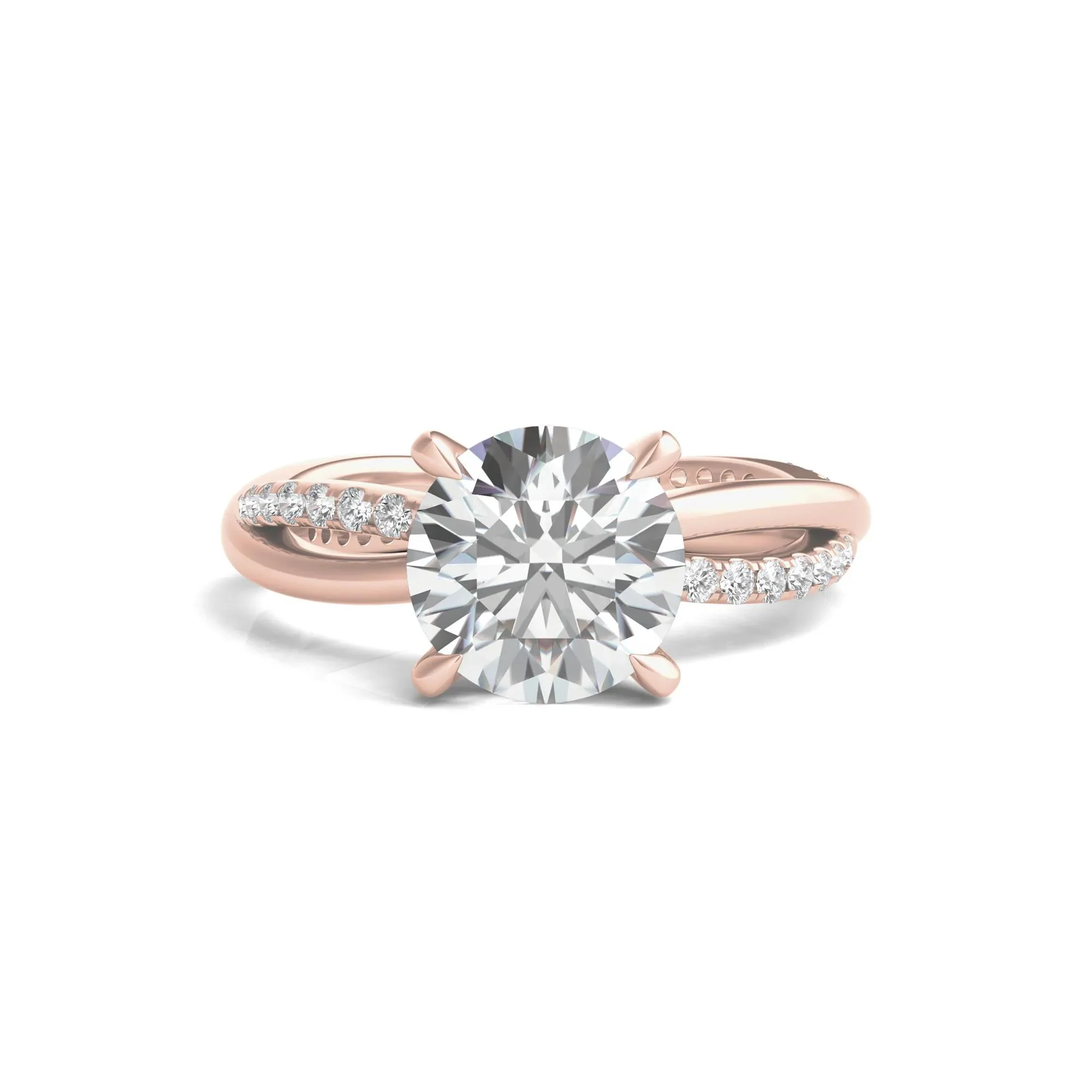 2 1/3 CT. Tw. Lab Grown Diamond Engagement Ring 14K Rose Gold Round Brilliant Cut Size 7