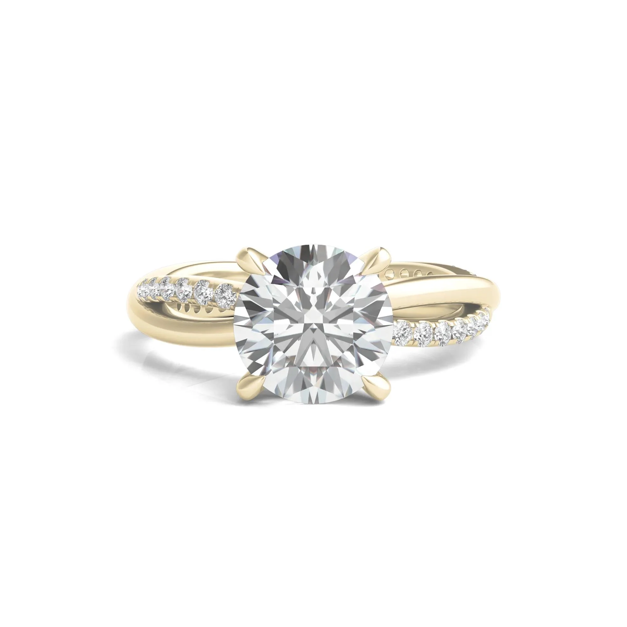 2 1/3 CT. Tw. Lab Grown Diamond Engagement Ring 14K Yellow Gold Round Brilliant Cut Size 8.5
