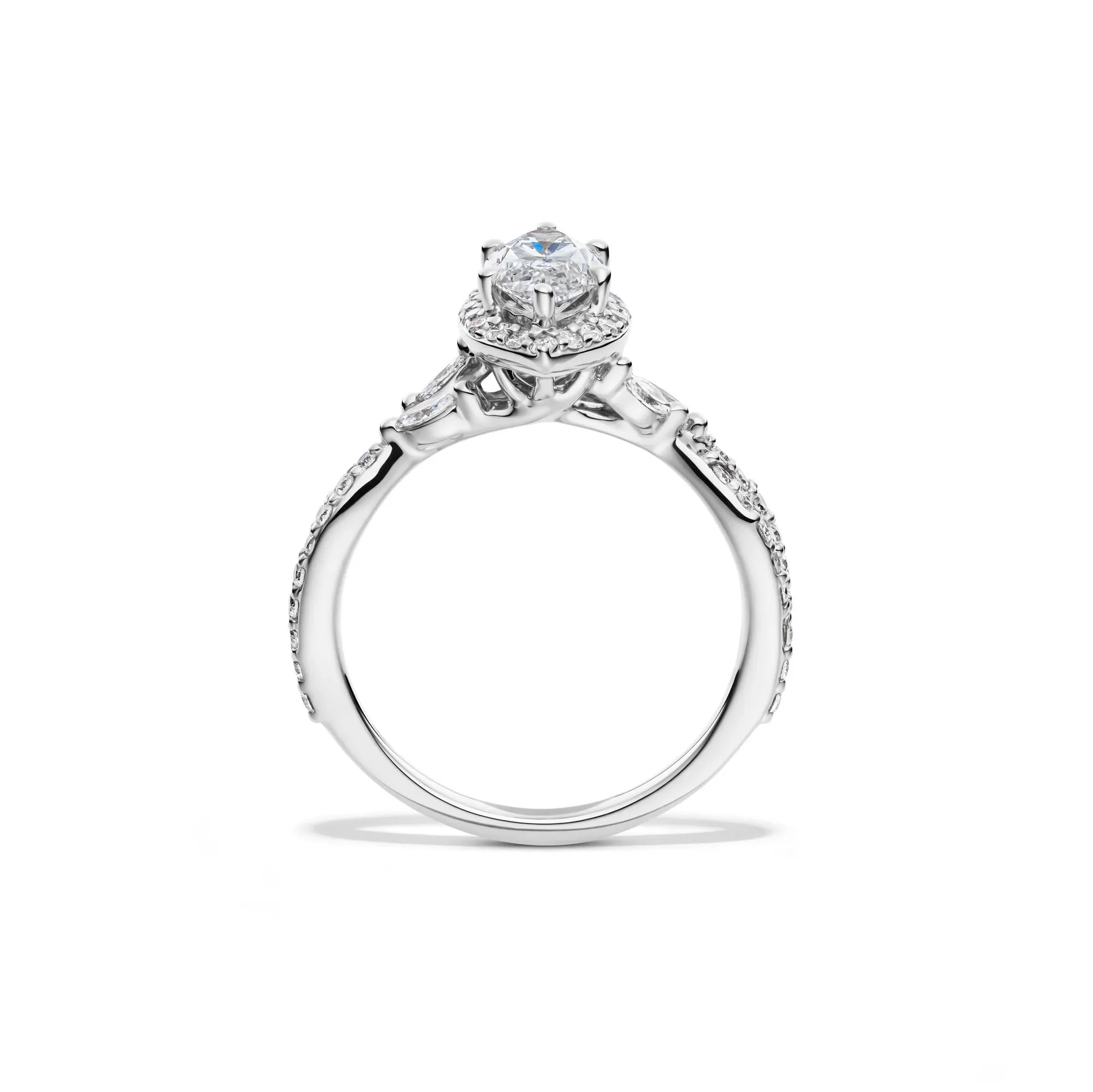 1/2 CT. Tw. Lab Grow Diamond Marquise-Cut Halo Engagement Ring 14K White Gold Size 8 1mm - Image 2