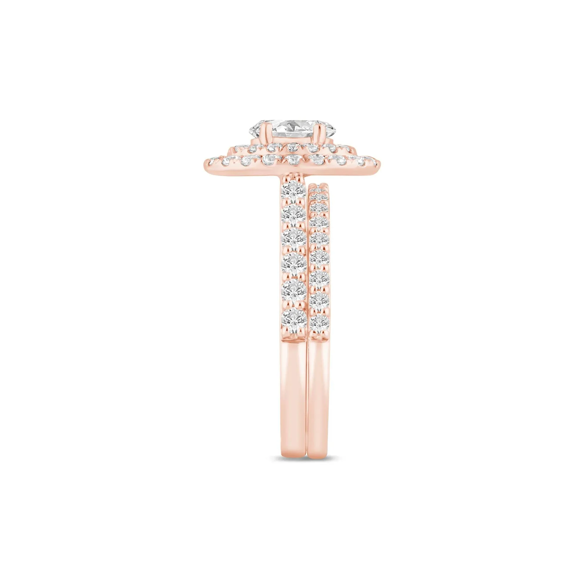 1/2 CT. Tw. Lab Grown Diamond Double Halo Engagement Ring 14K Rose Gold Size 8 3mm - Image 3