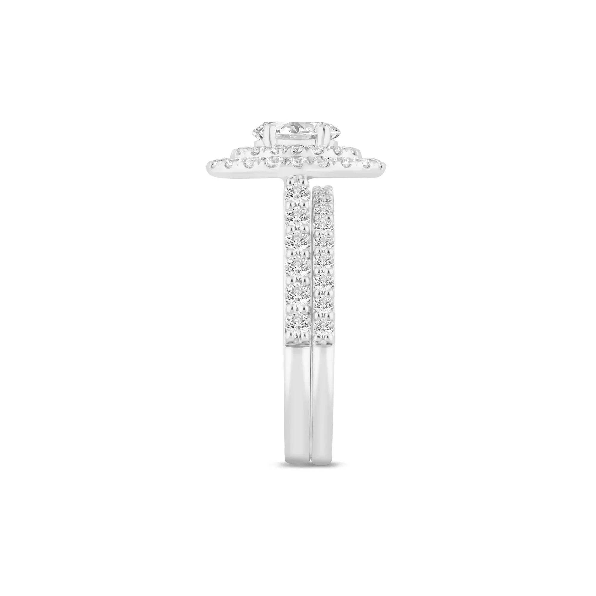 1/2 CT. Tw. Lab Grown Diamond Double Halo Engagement Ring 14K White Gold Size 5 3mm - Image 3