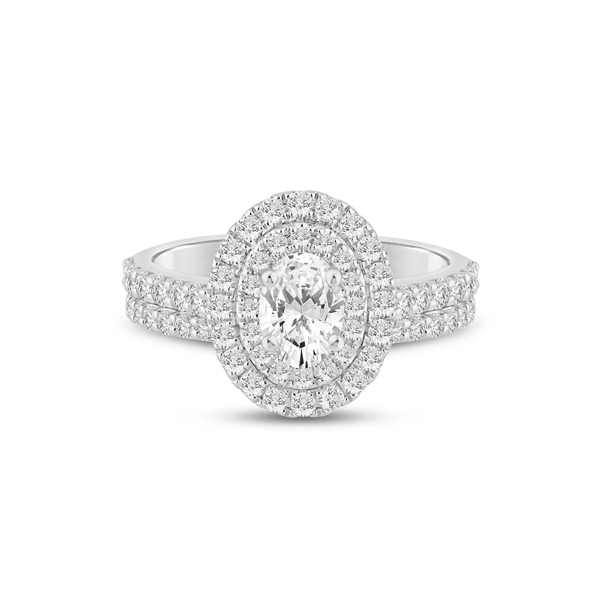 1/2 CT. Tw. Lab Grown Diamond Double Halo Engagement Ring 14K White Gold Size 6 3mm