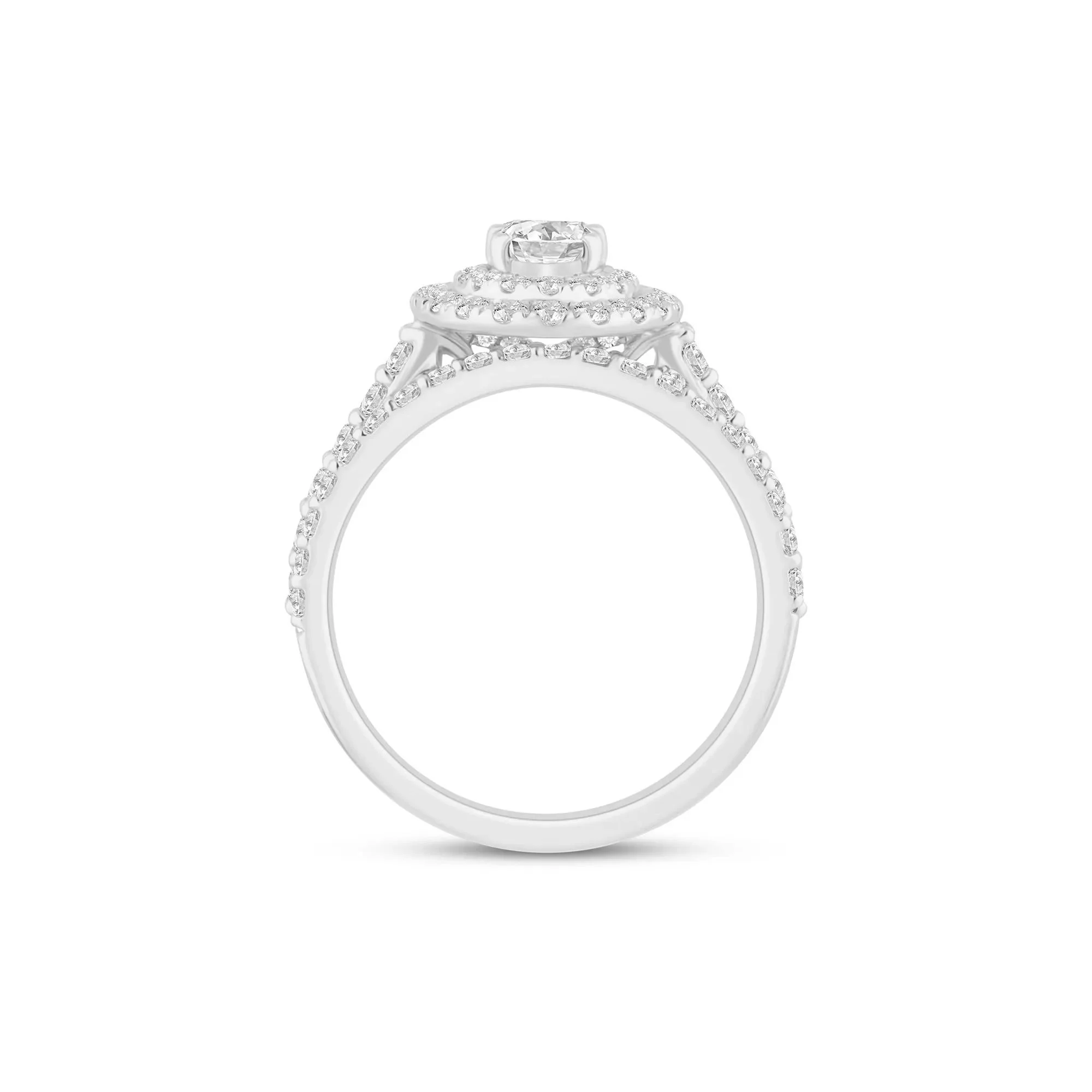 1/2 CT. Tw. Lab Grown Diamond Double Halo Engagement Ring 14K White Gold Size 8 3mm - Image 2