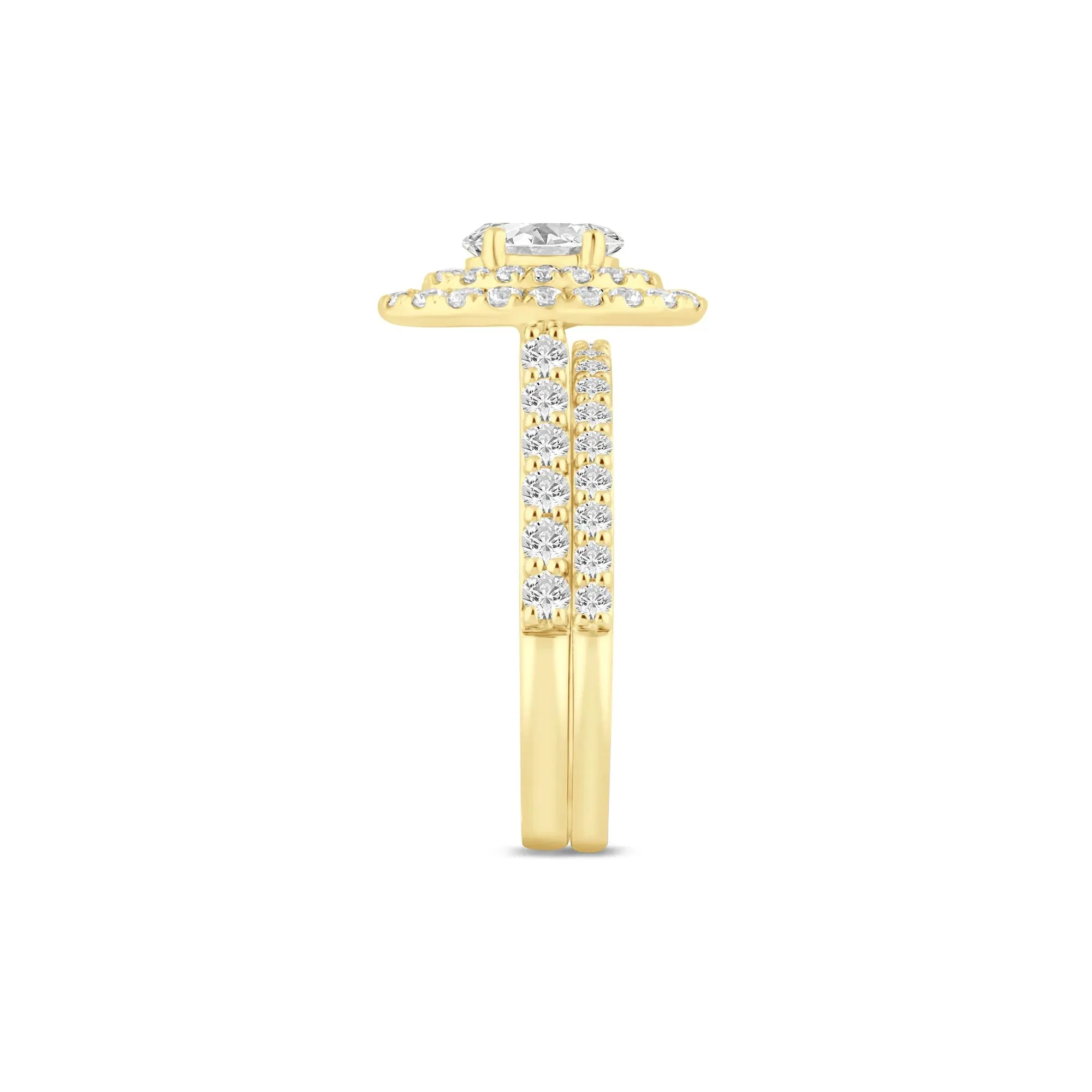 1/2 CT. Tw. Lab Grown Diamond Double Halo Engagement Ring 14K Yellow Gold Size 6.5 3mm - Image 3