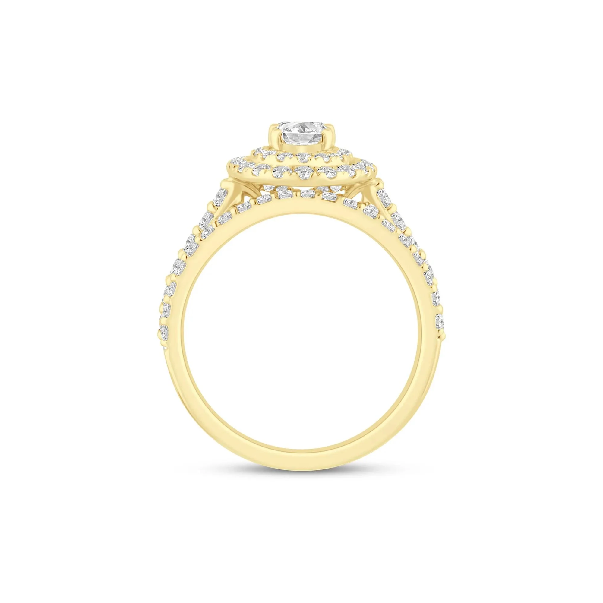 1/2 CT. Tw. Lab Grown Diamond Double Halo Engagement Ring 14K Yellow Gold Size 8 3mm - Image 2