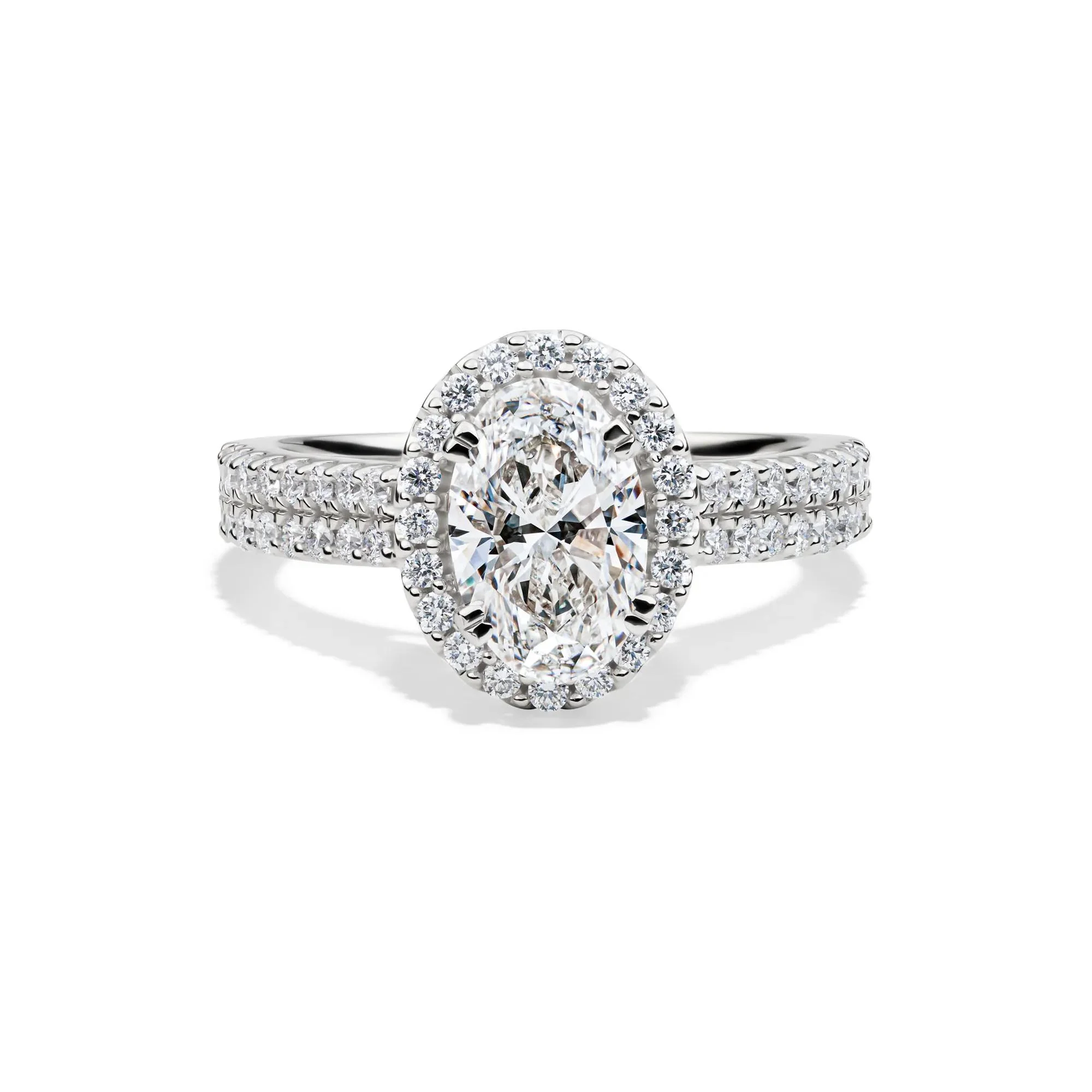 2 CT. Tw. Lab Grown Diamond Oval Halo Engagement Ring 14K White Gold Size 8