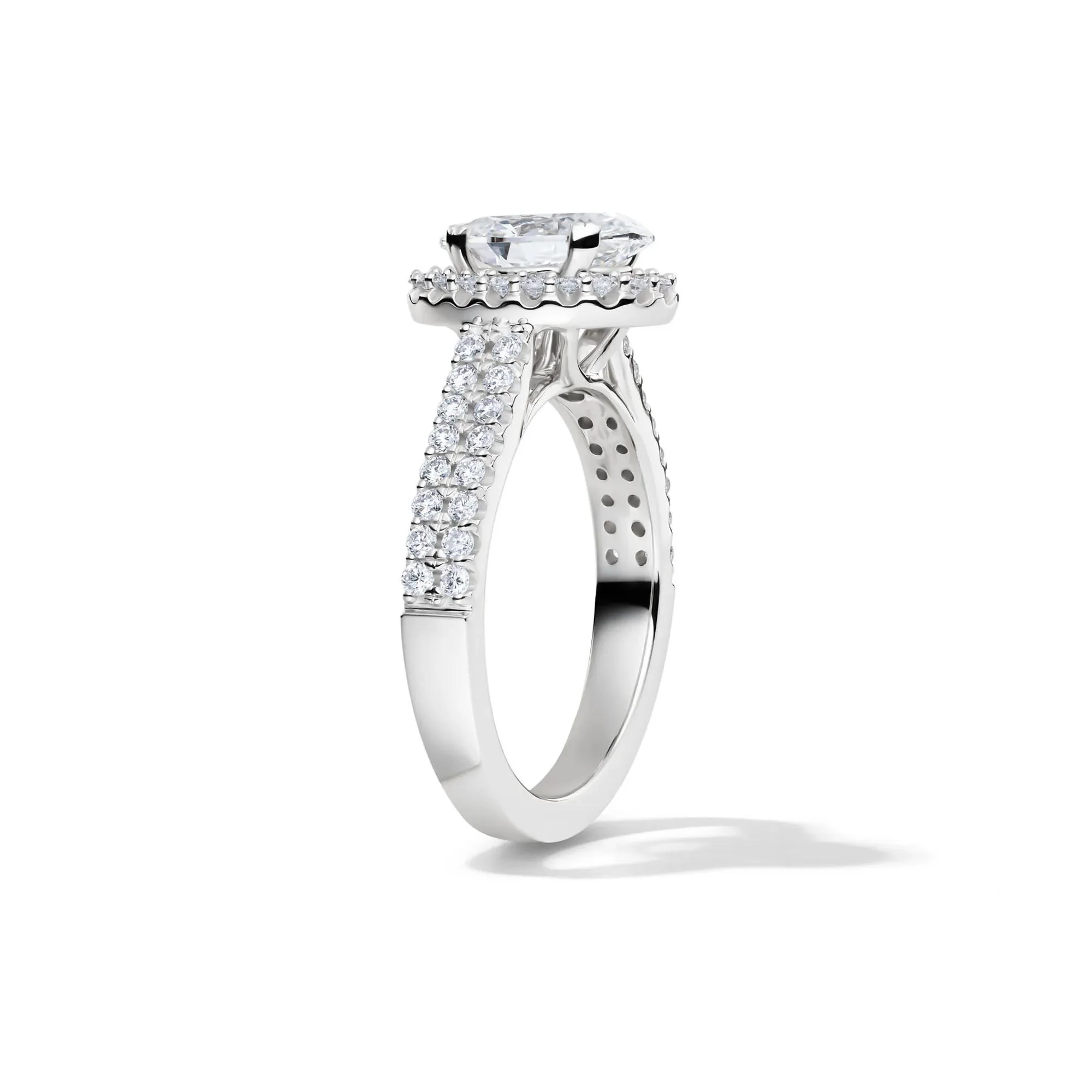 2 CT. Tw. Lab Grown Diamond Oval Halo Engagement Ring 14K White Gold Size 9 - Image 3