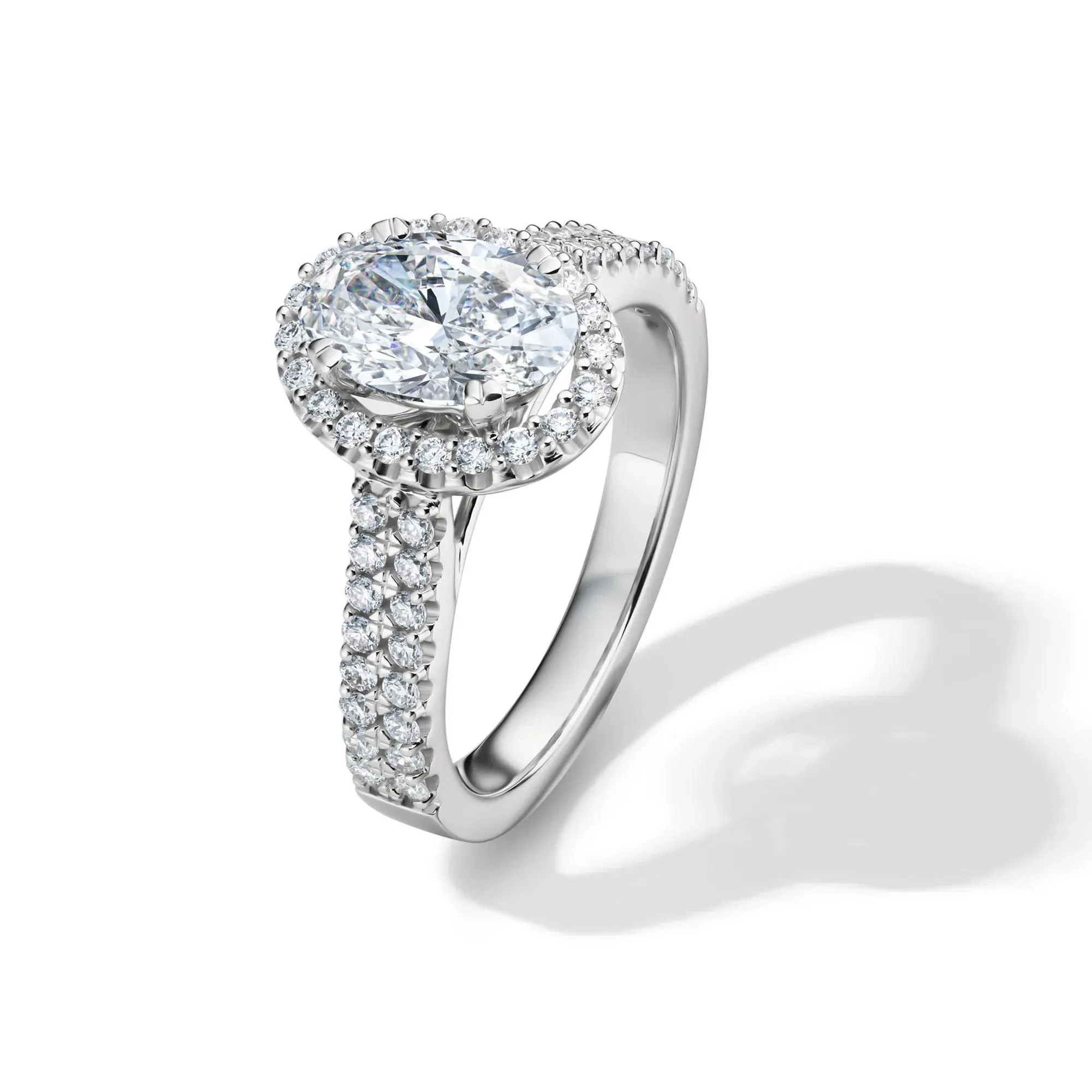2 CT. Tw. Lab Grown Diamond Oval Halo Engagement Ring 14K White Gold Size 9 - Image 4