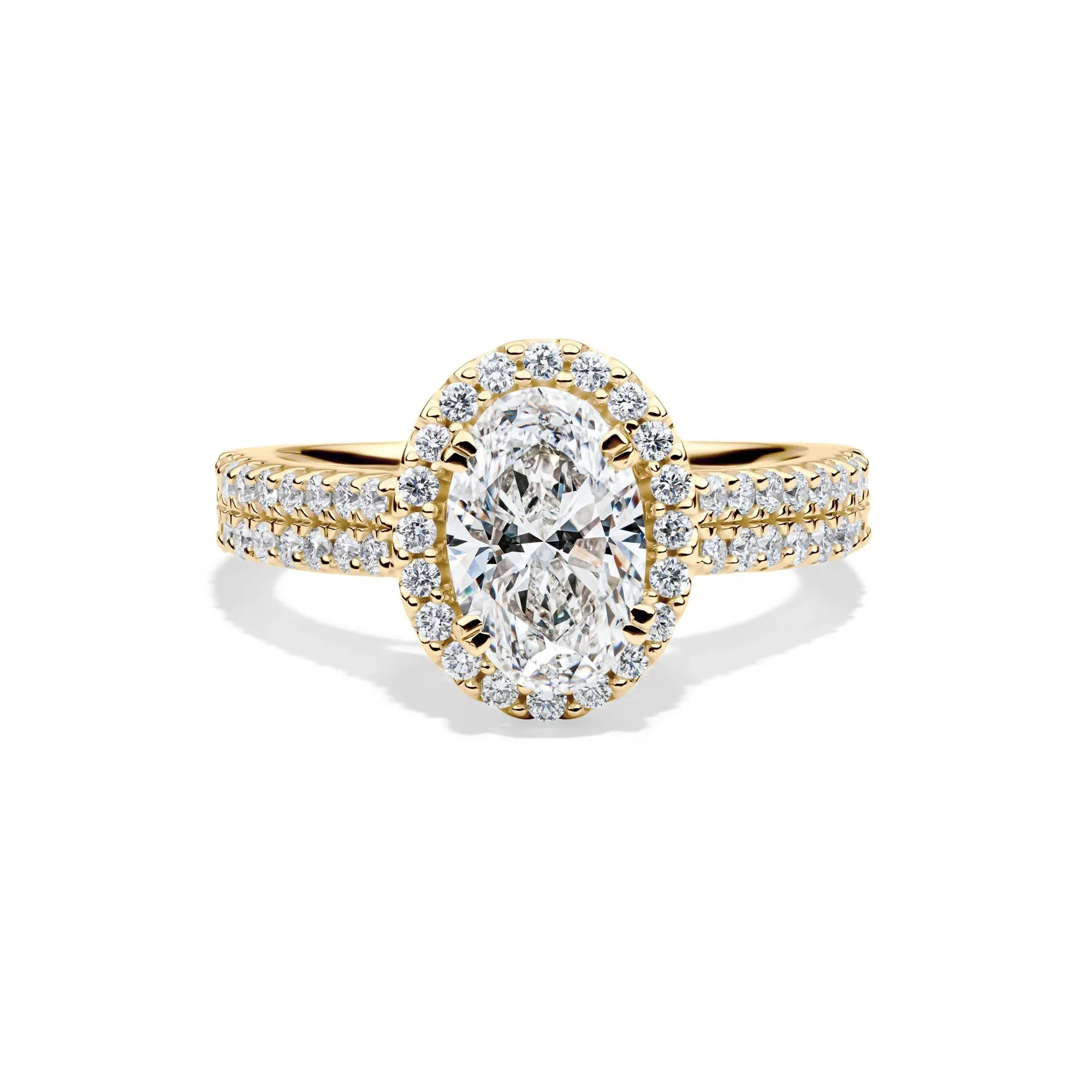 2 CT. Tw. Lab Grown Diamond Oval Halo Engagement Ring 14K Yellow Gold Size 6