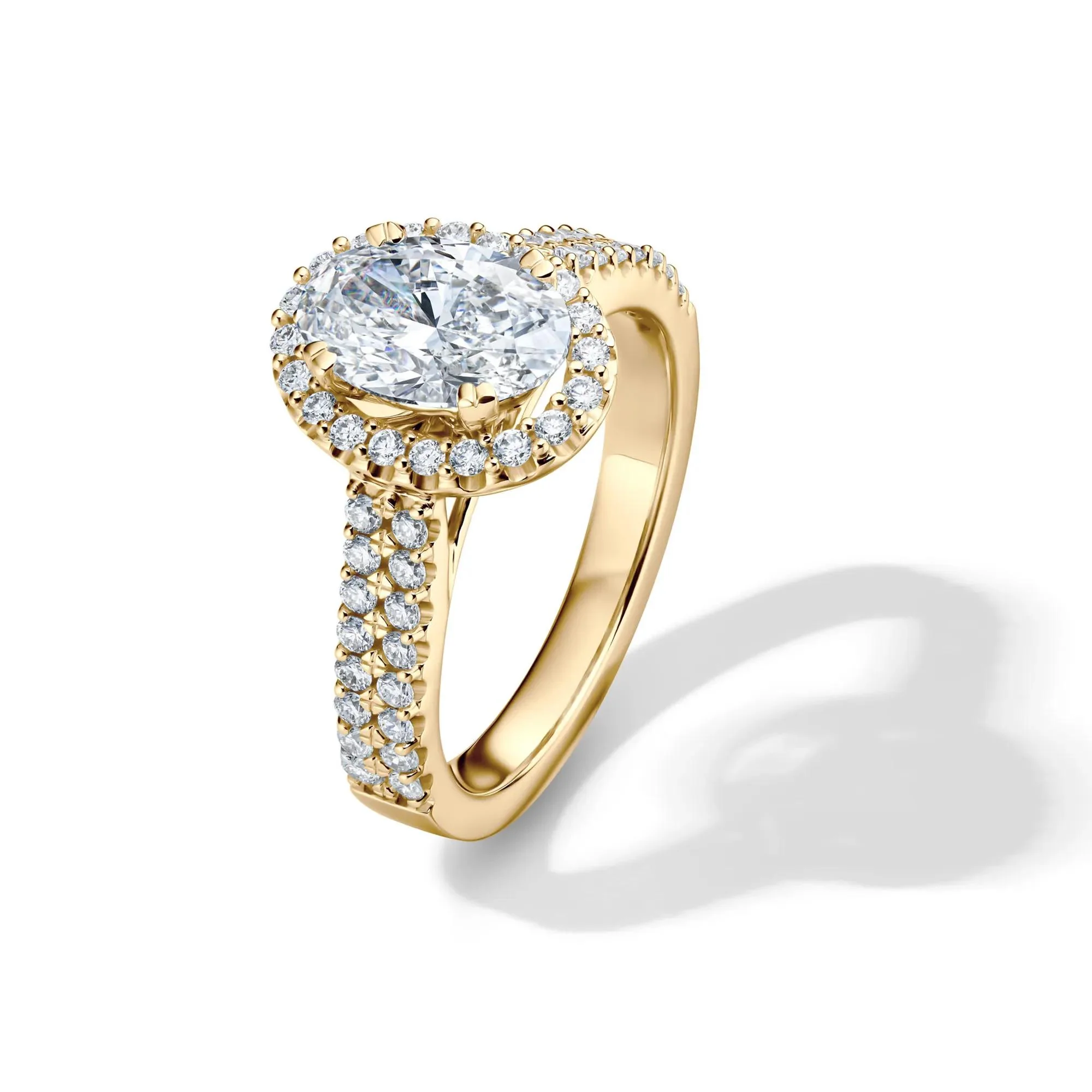 2 CT. Tw. Lab Grown Diamond Oval Halo Engagement Ring 14K Yellow Gold Size 8.5 - Image 4