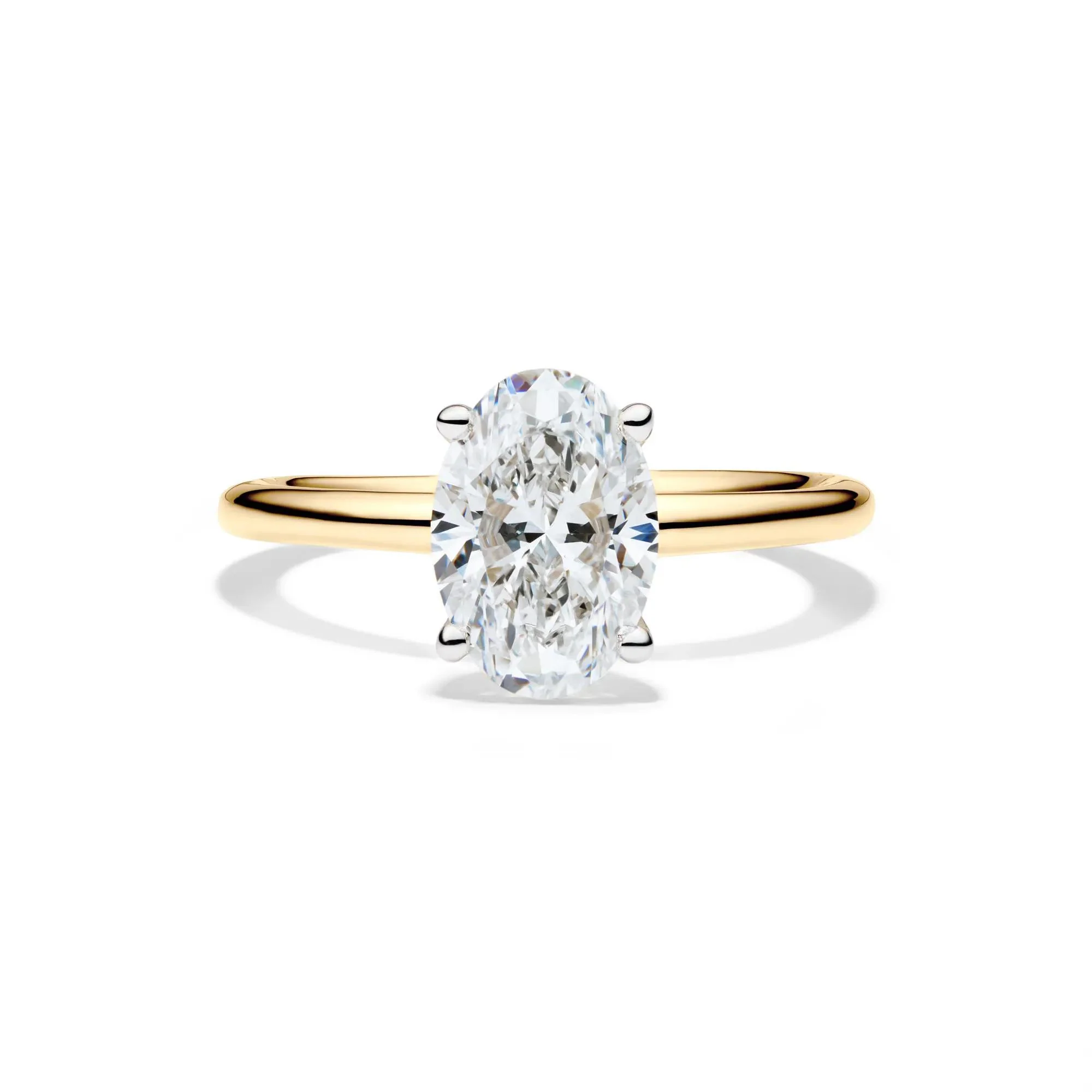Lab Grown Diamond Oval Solitaire Engagement Ring 14K Yellow Gold (2 CT.) Size 5 2mm