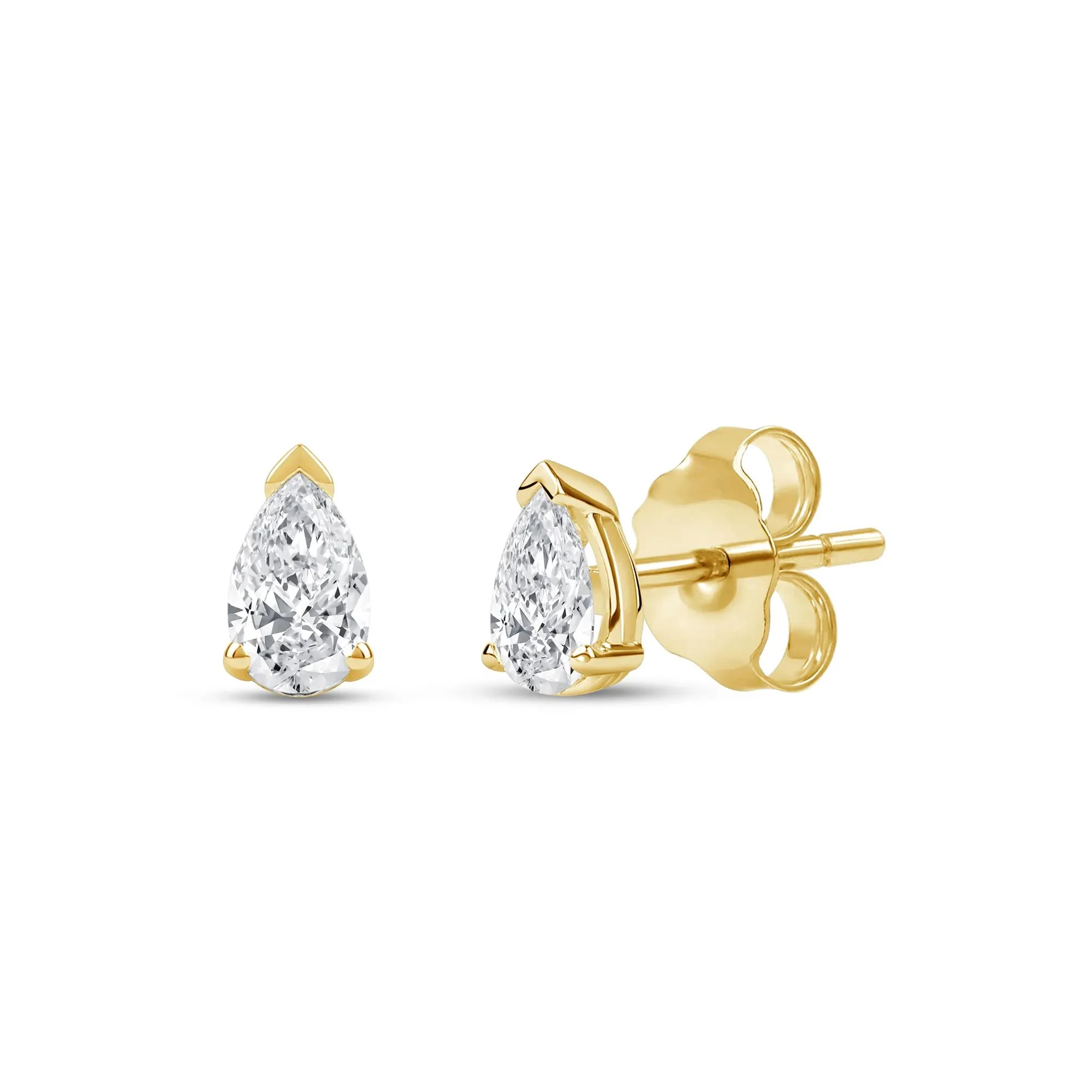 1/3 CT. Tw. Lab Grown Diamond Pear-Shaped Solitaire Stud Earrings 14K Yellow Gold Size 6.00mm