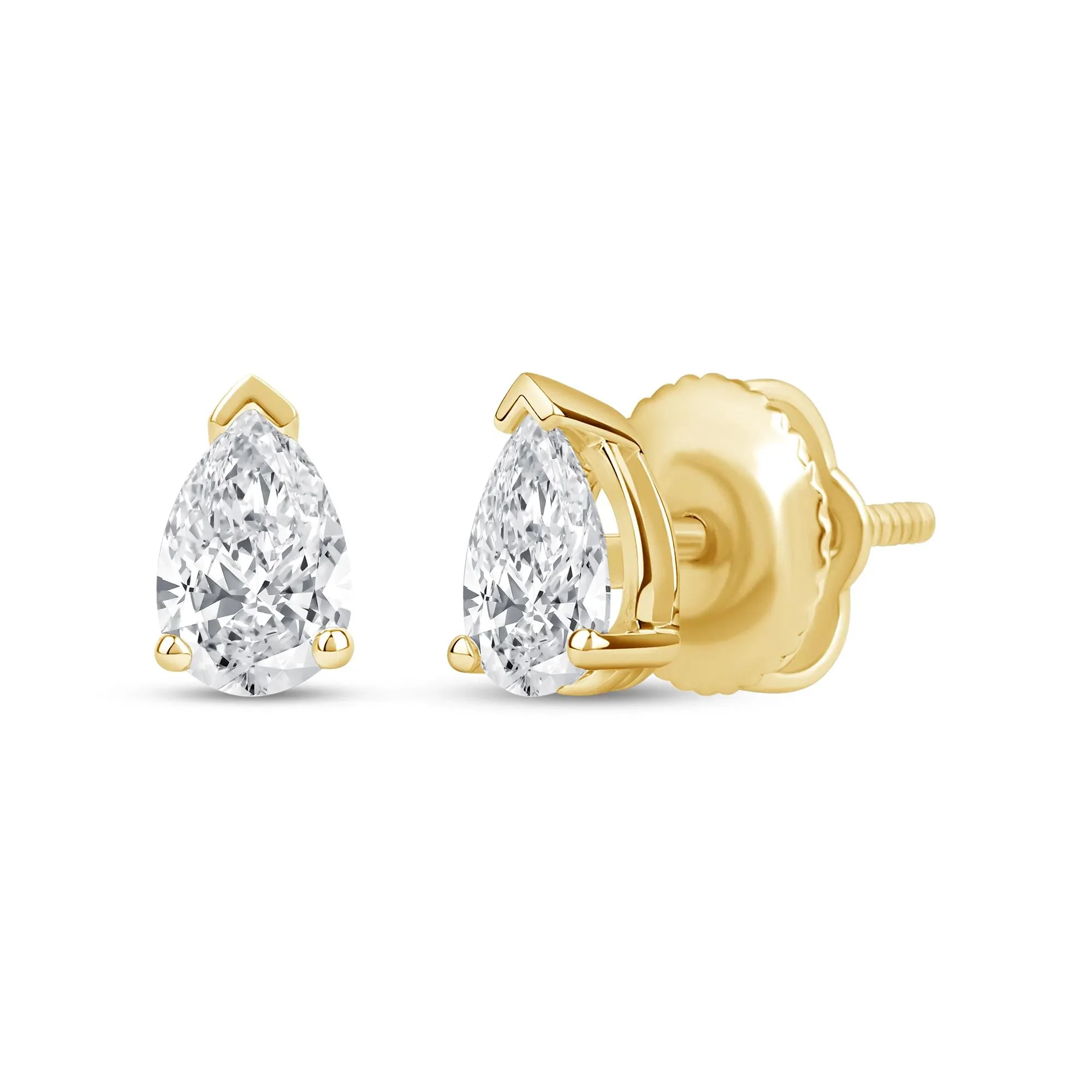 1/2 CT. Tw. Lab Grown Diamond Pear-Shaped Solitaire Stud Earrings 14K Yellow Gold Size 7.00mm