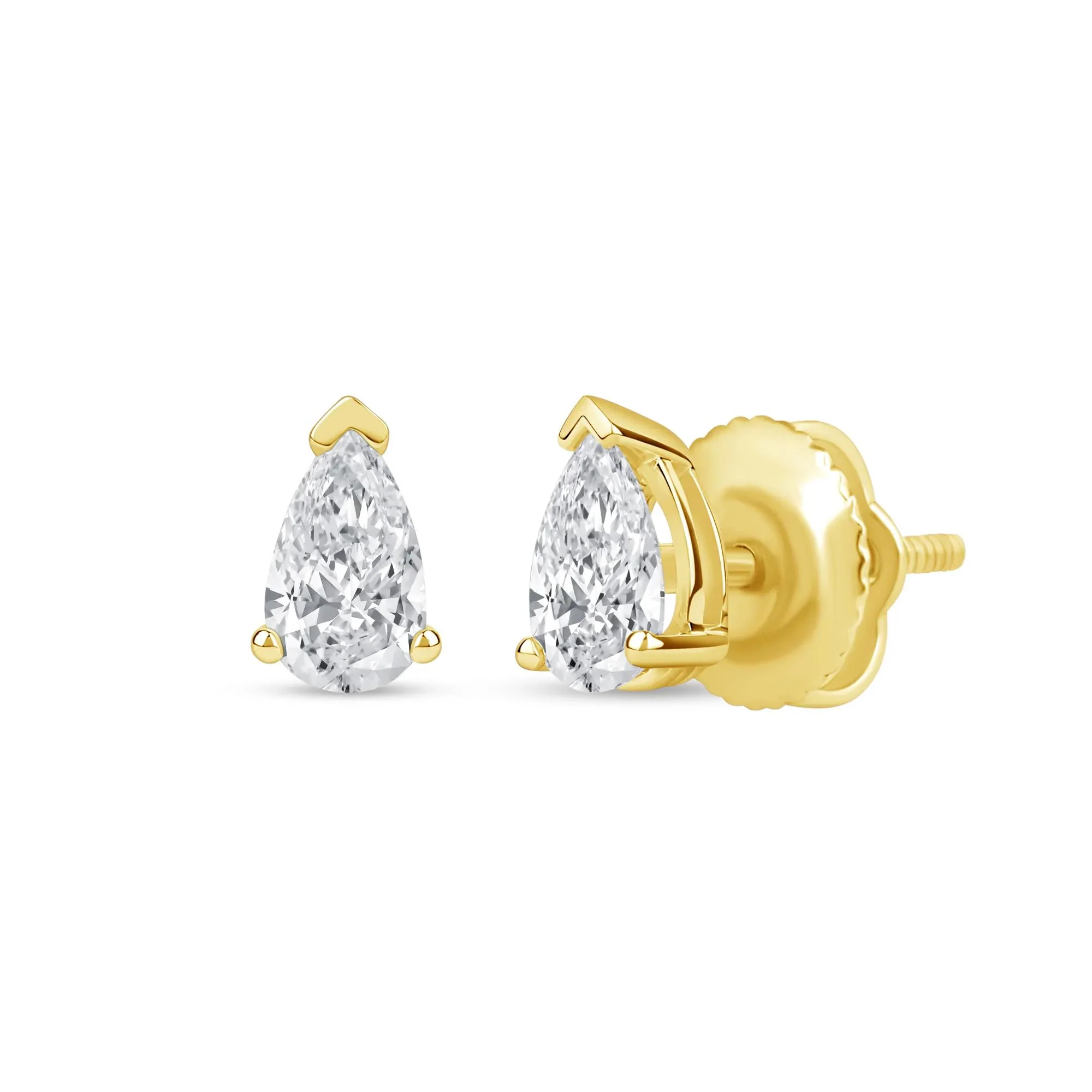 3/4 CT. Tw. Lab Grown Diamond Pear-Shaped Solitaire Stud Earrings 14K Yellow Gold Size 8.10mm