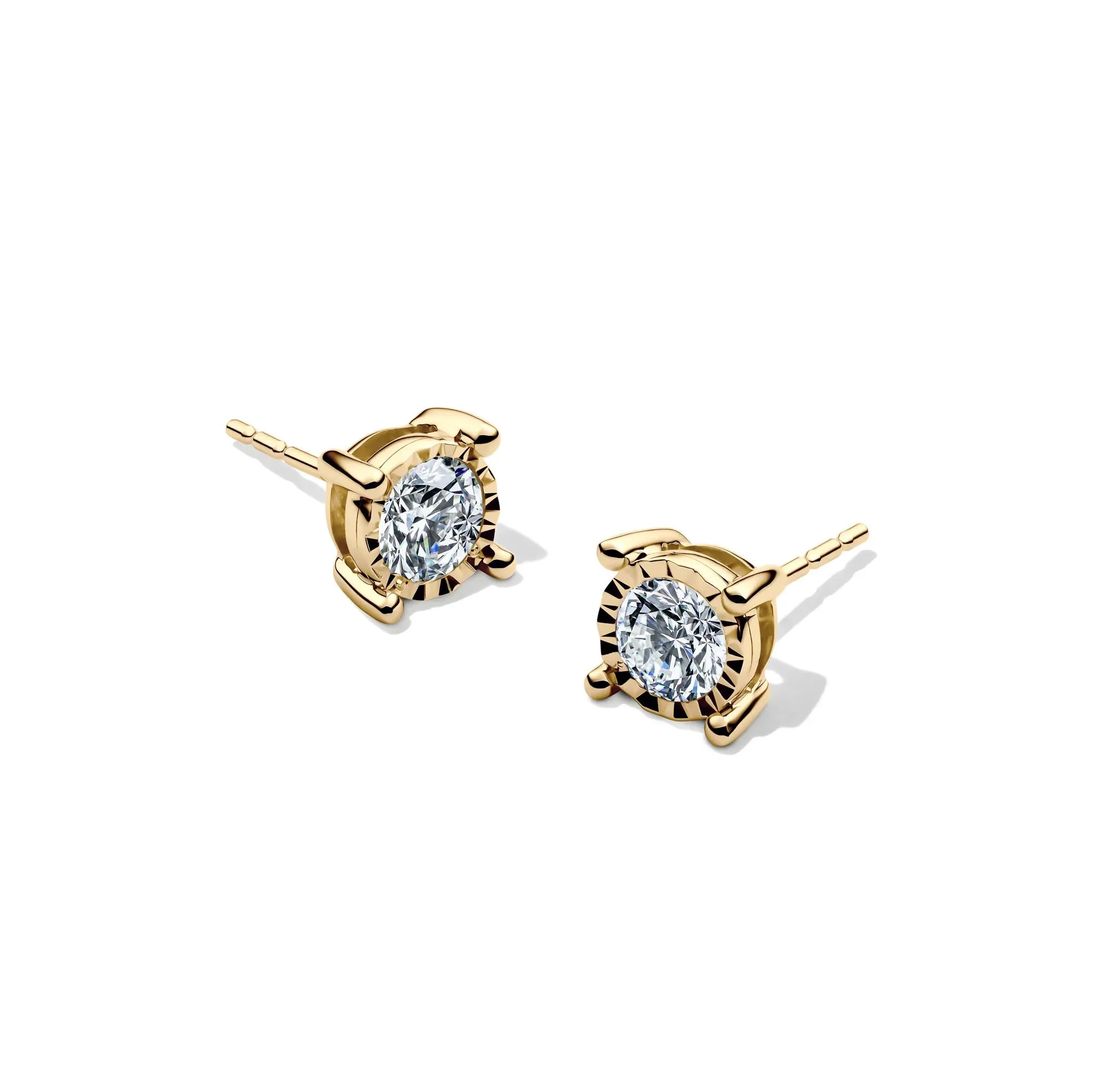 3/4 CT. Tw. Lab Grown Diamond Round Illusion Stud Earrings 10K Yellow Gold Size 6.90mm